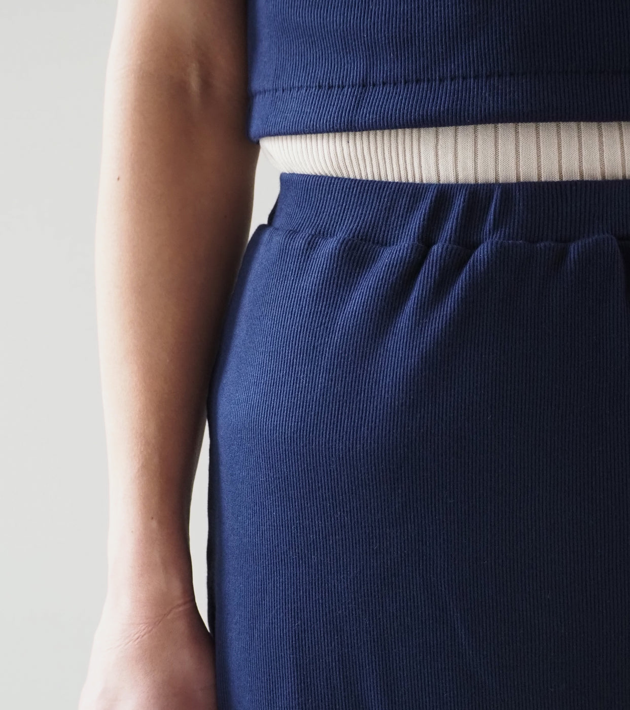 blurhms Soft Cotton Rib Skirt , Dark Navy