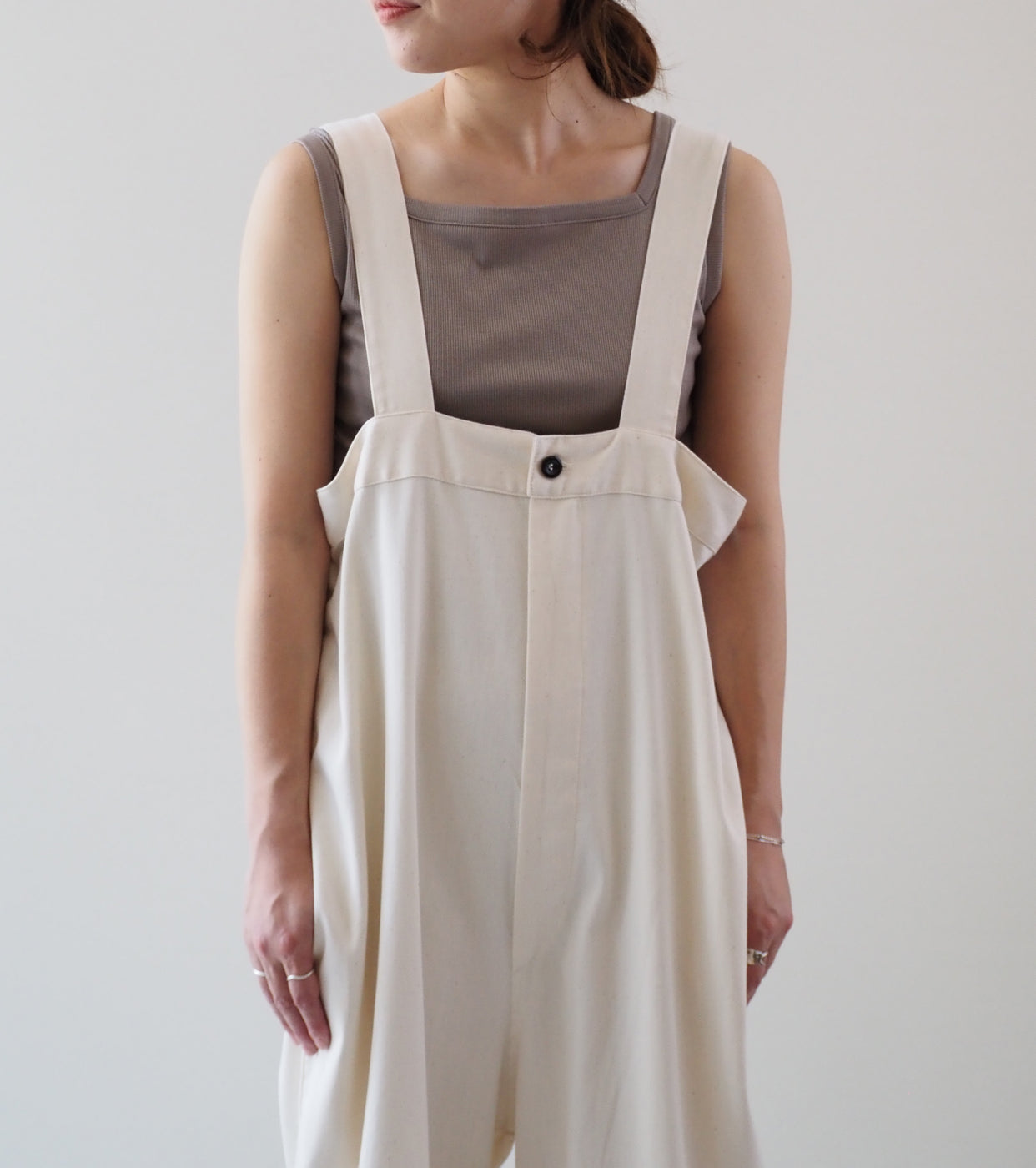blurhms LYOCELL-COTTON RIB SQUARE TANKTOP , Greige