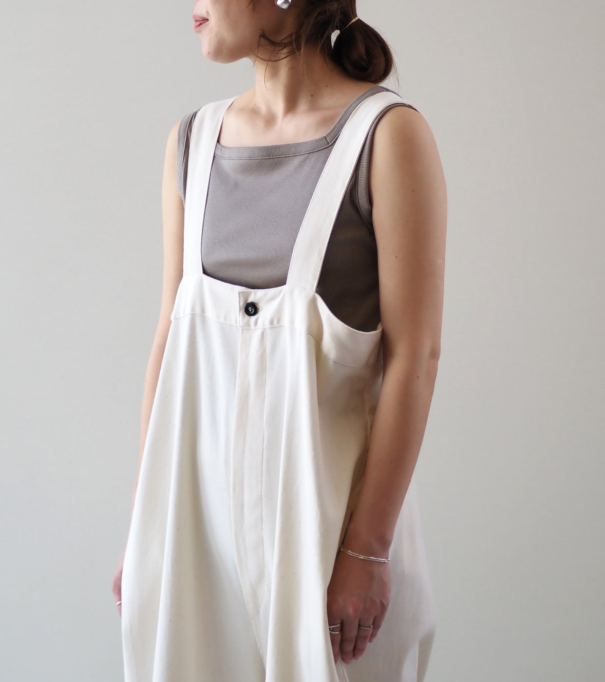 blurhms LYOCELL-COTTON RIB SQUARE TANKTOP , Greige
