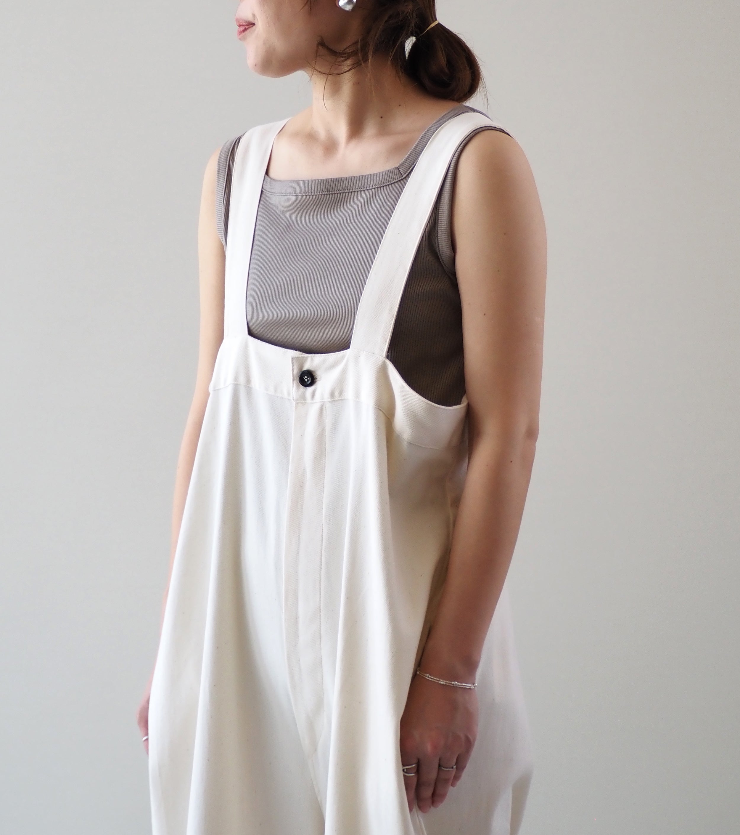 blurhms LYOCELL-COTTON RIB SQUARE TANKTOP , Greige