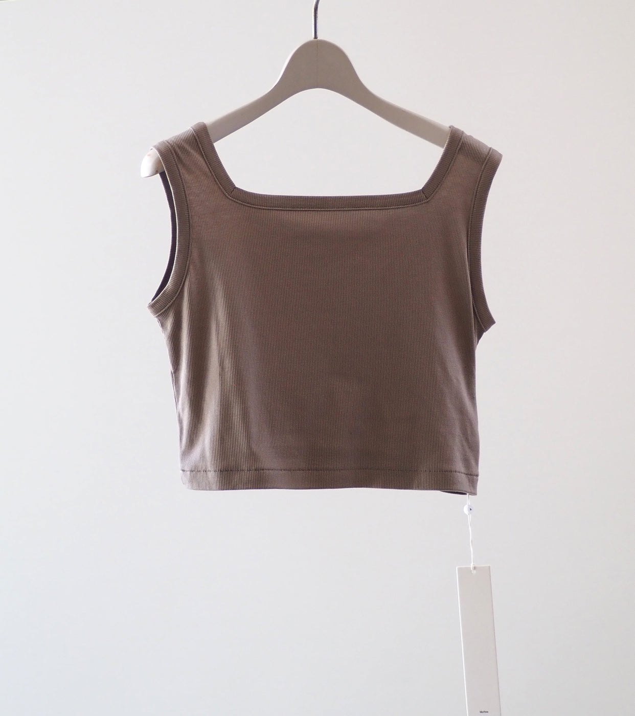 blurhms LYOCELL-COTTON RIB SQUARE TANKTOP , Greige