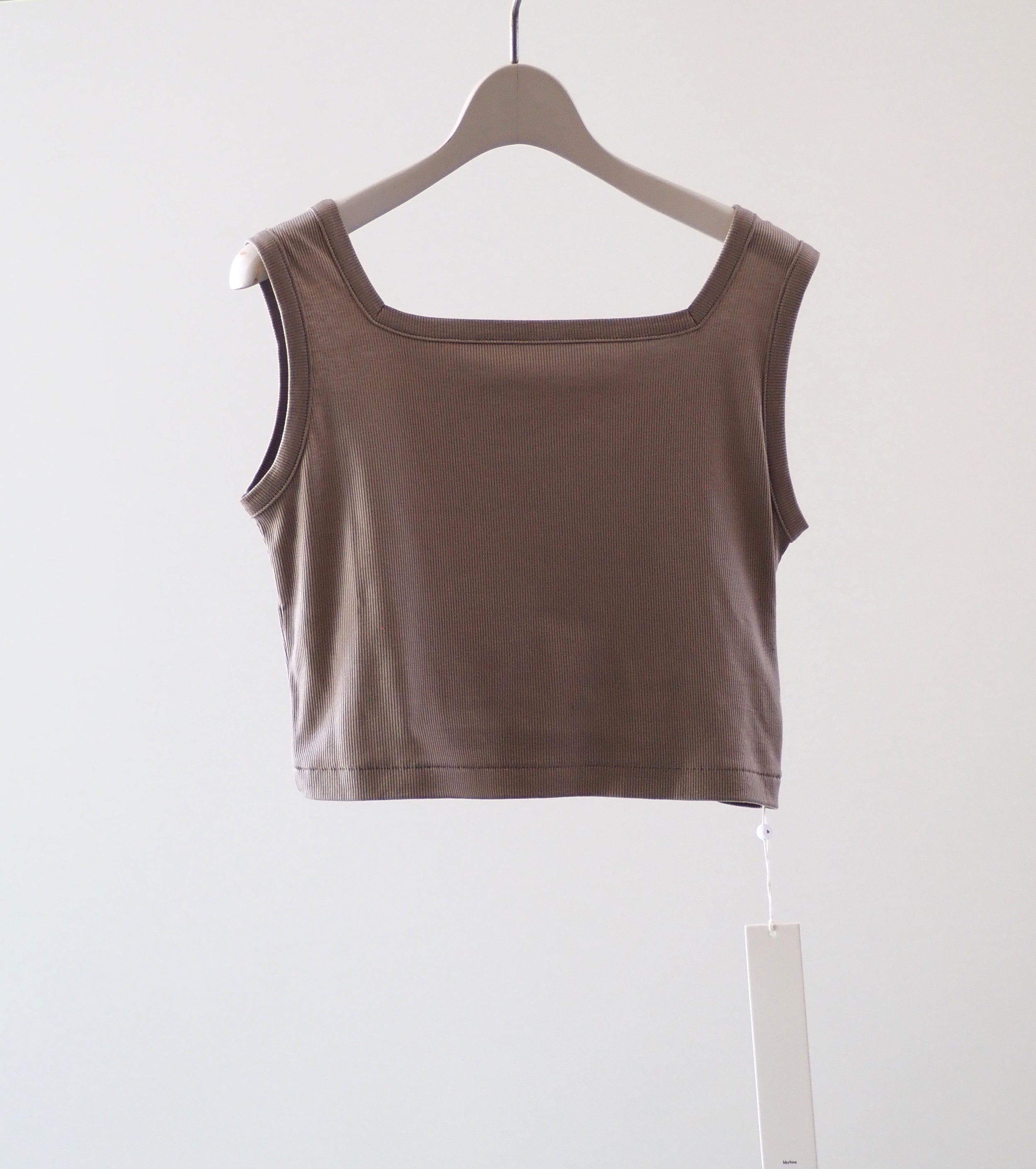 blurhms LYOCELL-COTTON RIB SQUARE TANKTOP , Greige