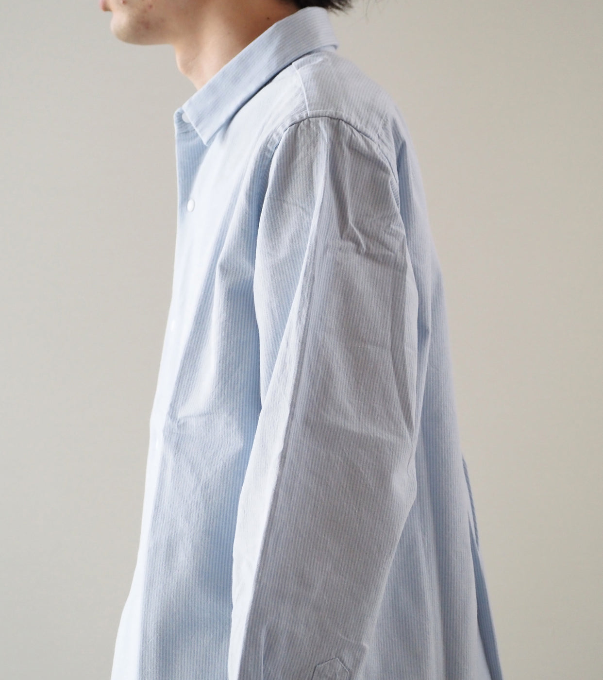 YAECA Comfort Shirt Relax, Sax Stripe