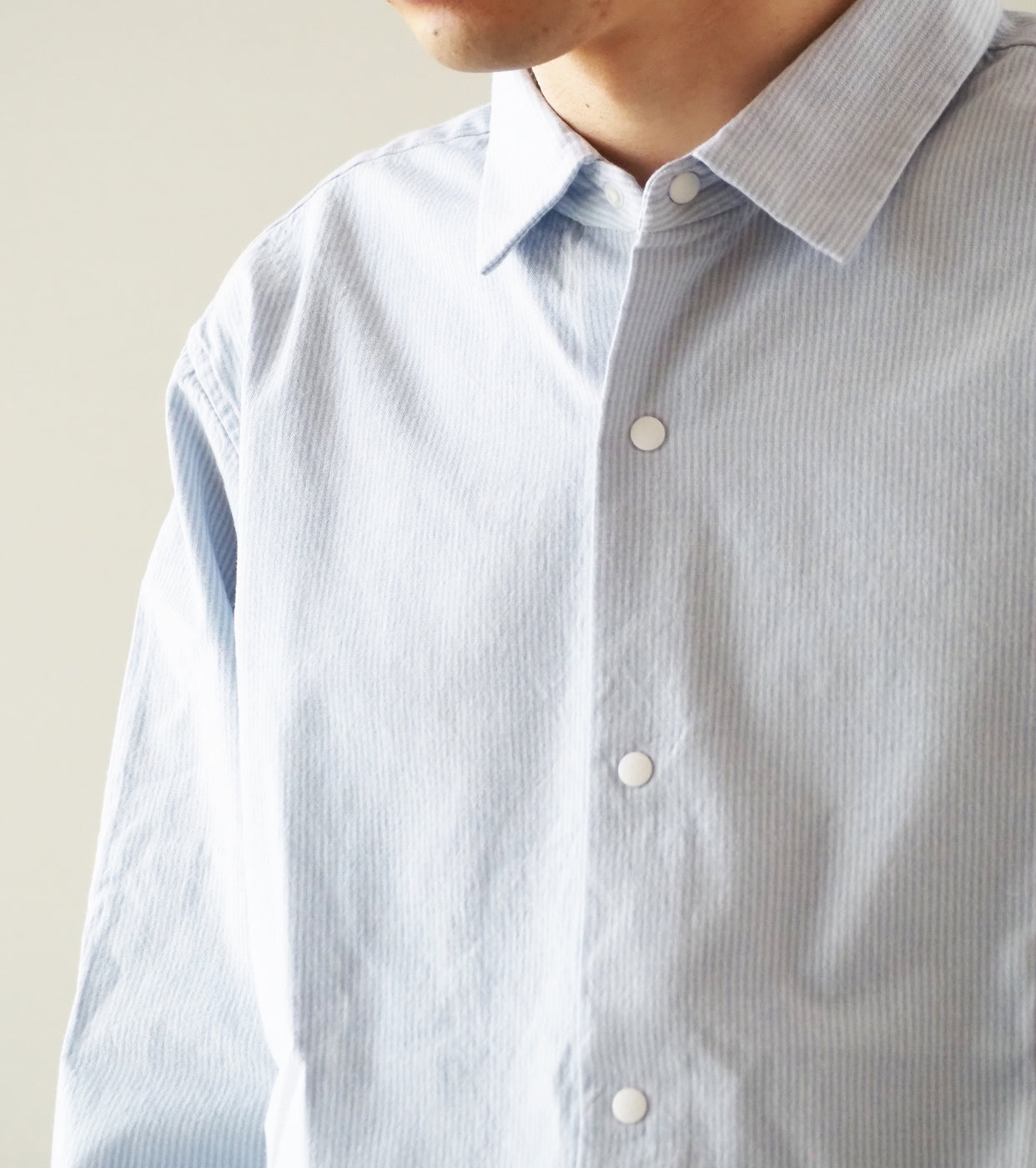 YAECA Comfort Shirt Relax, Sax Stripe