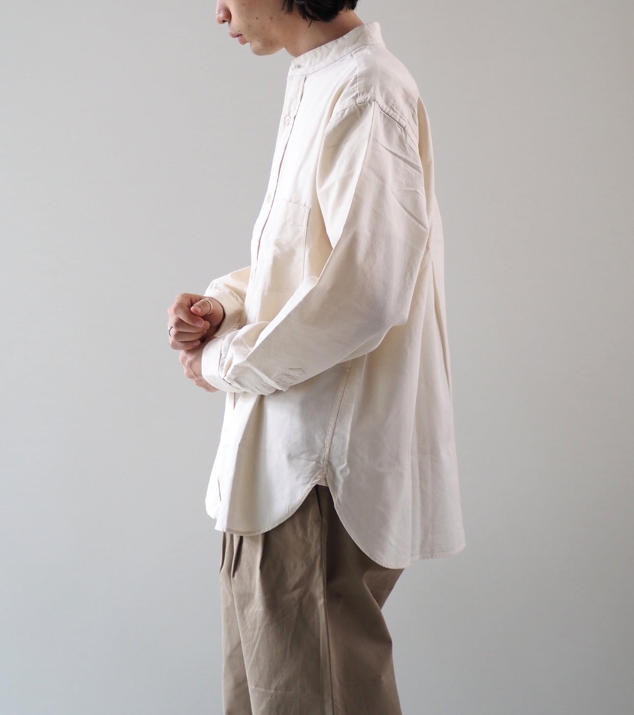 YAECA CANVAS DESIGN Stand Collar Shirt , Natural
