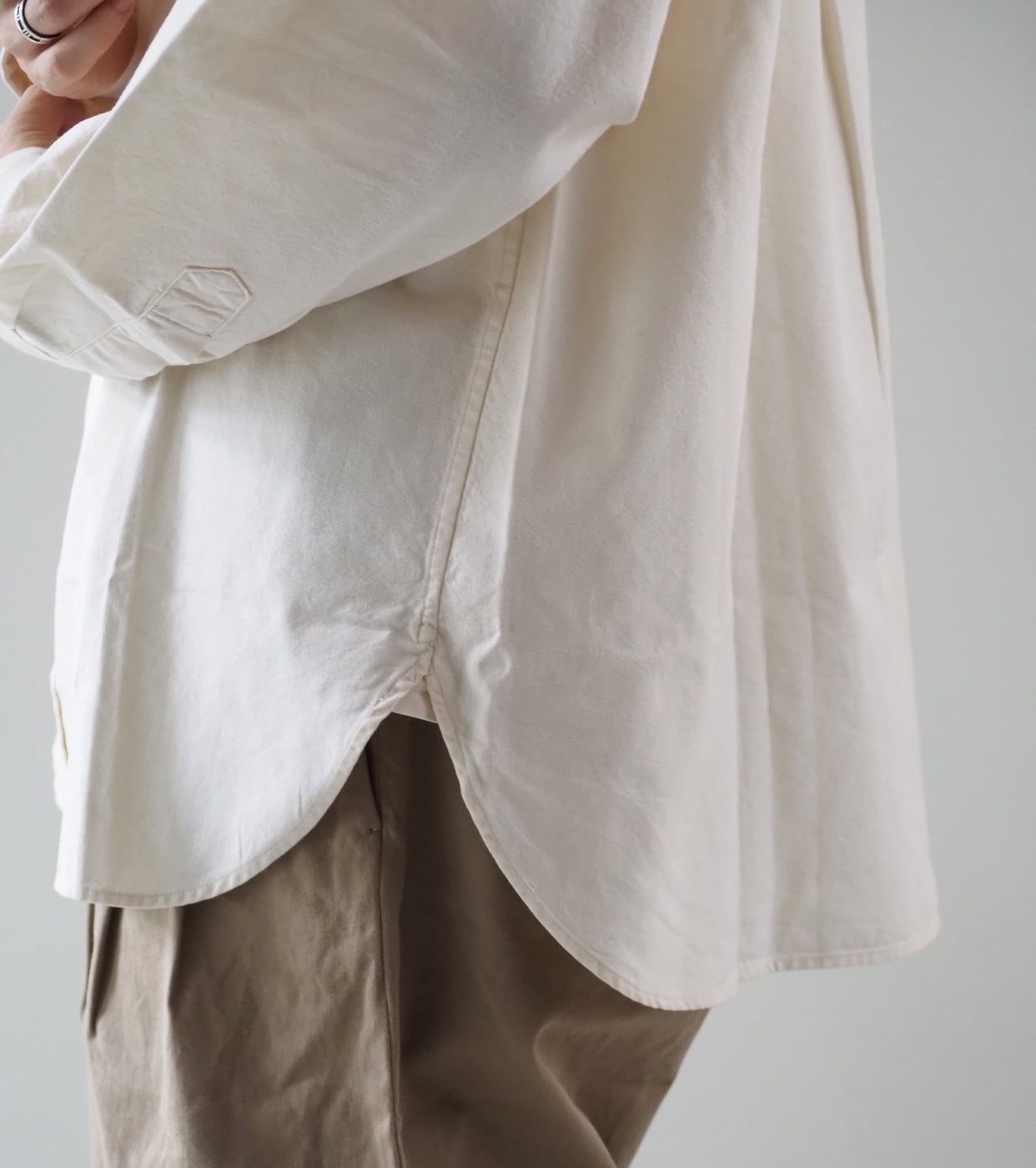 YAECA CANVAS DESIGN Stand Collar Shirt , Natural
