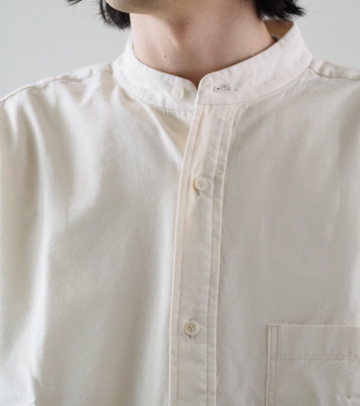 YAECA CANVAS DESIGN Stand Collar Shirt , Natural