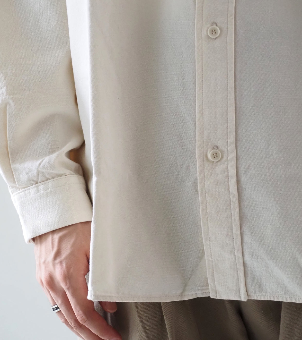 YAECA CANVAS DESIGN Stand Collar Shirt , Natural