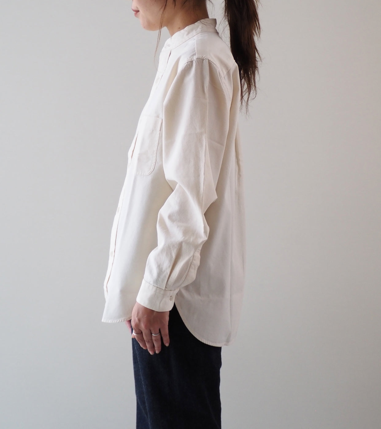 YAECA CANVAS DESIGN Stand Collar Shirt , Natural