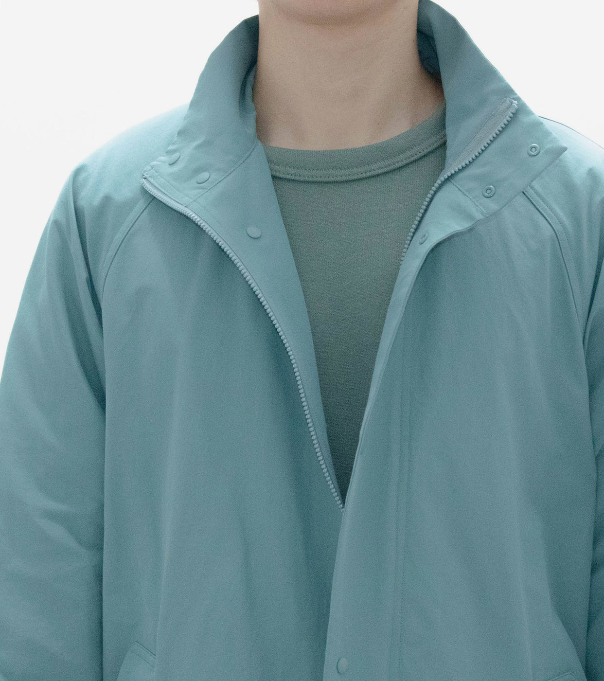 YAECA 60/40 Cloth Zip-up Coat Stand-Up Collar, Green
