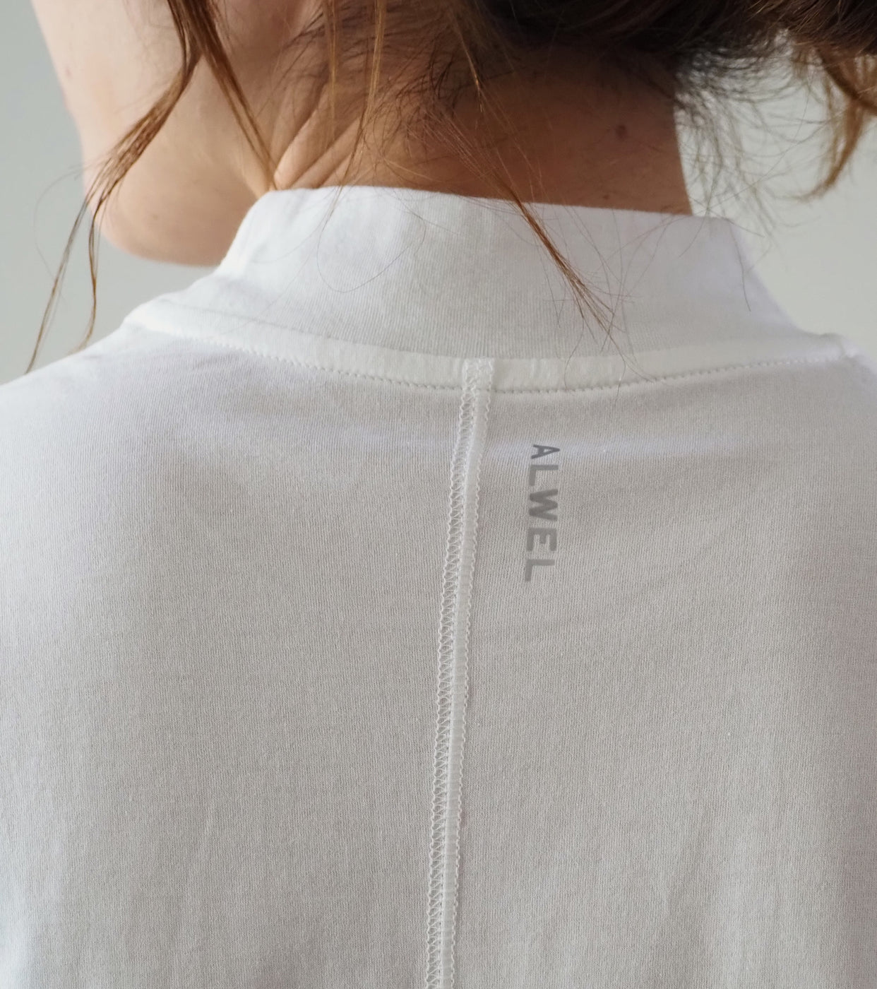 Mock Neck Half Sleeve Tee, White
