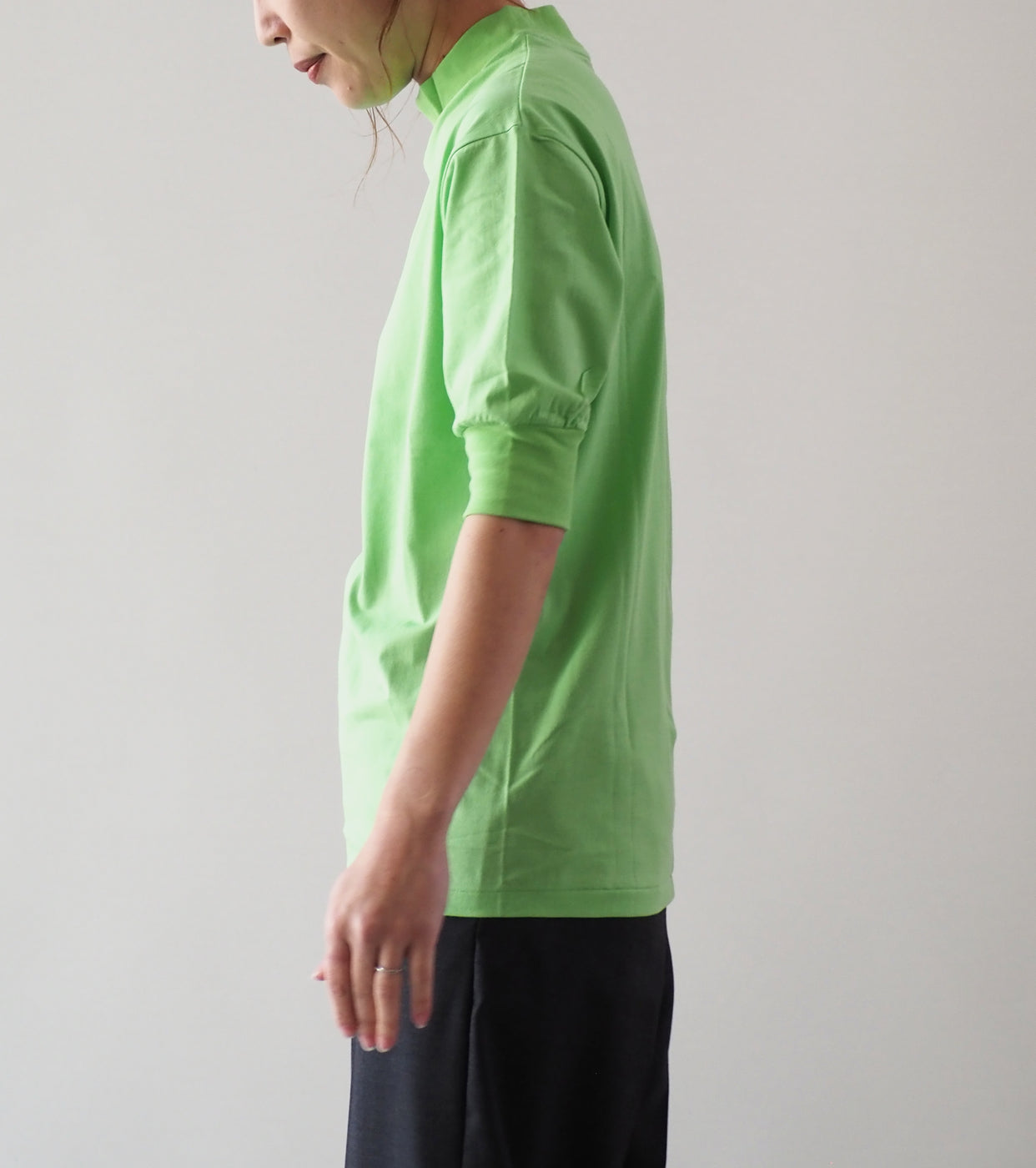 ALWEL Mock Neck Half Sleeve Tee, Summer Green