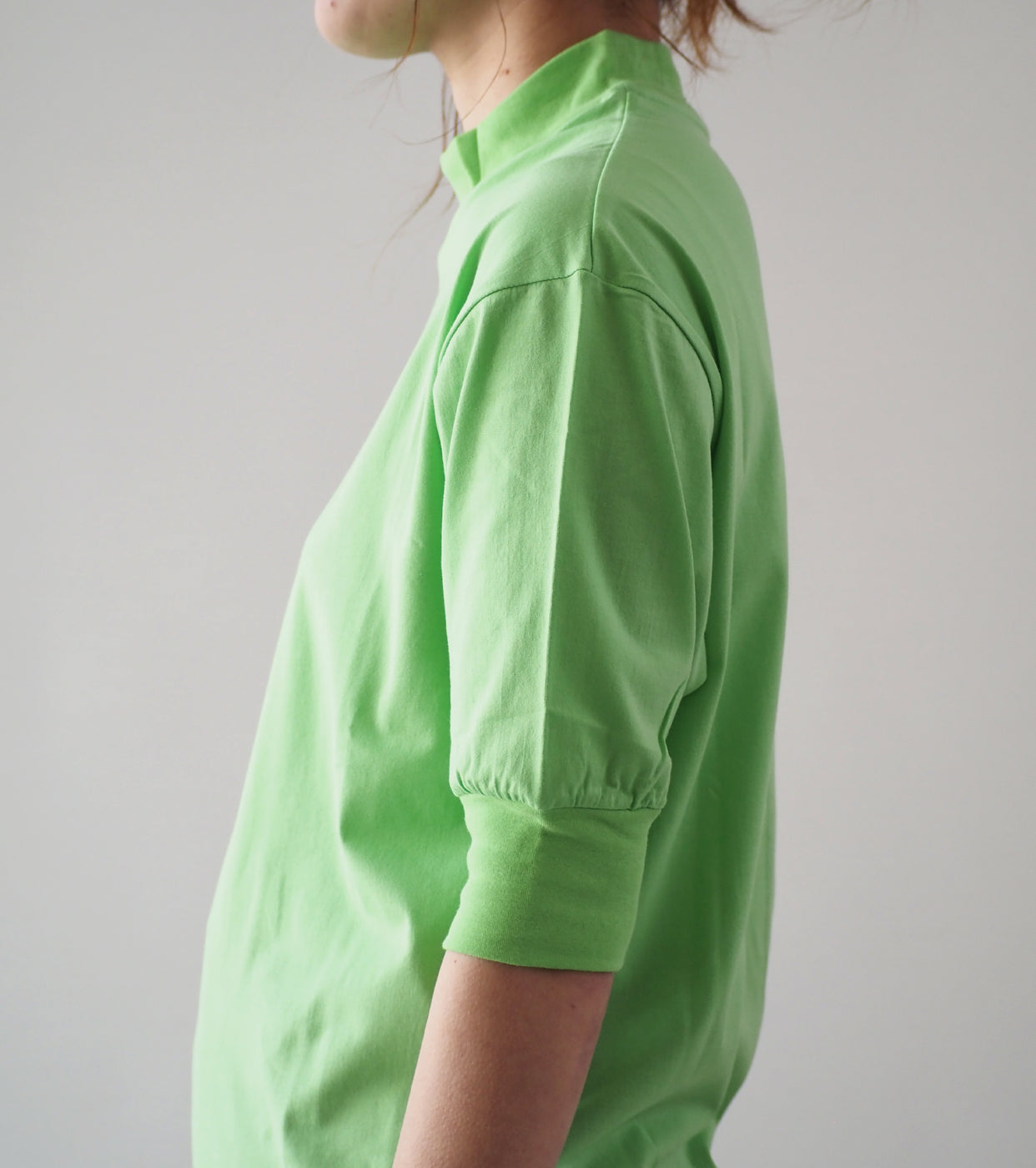 ALWEL Mock Neck Half Sleeve Tee, Summer Green
