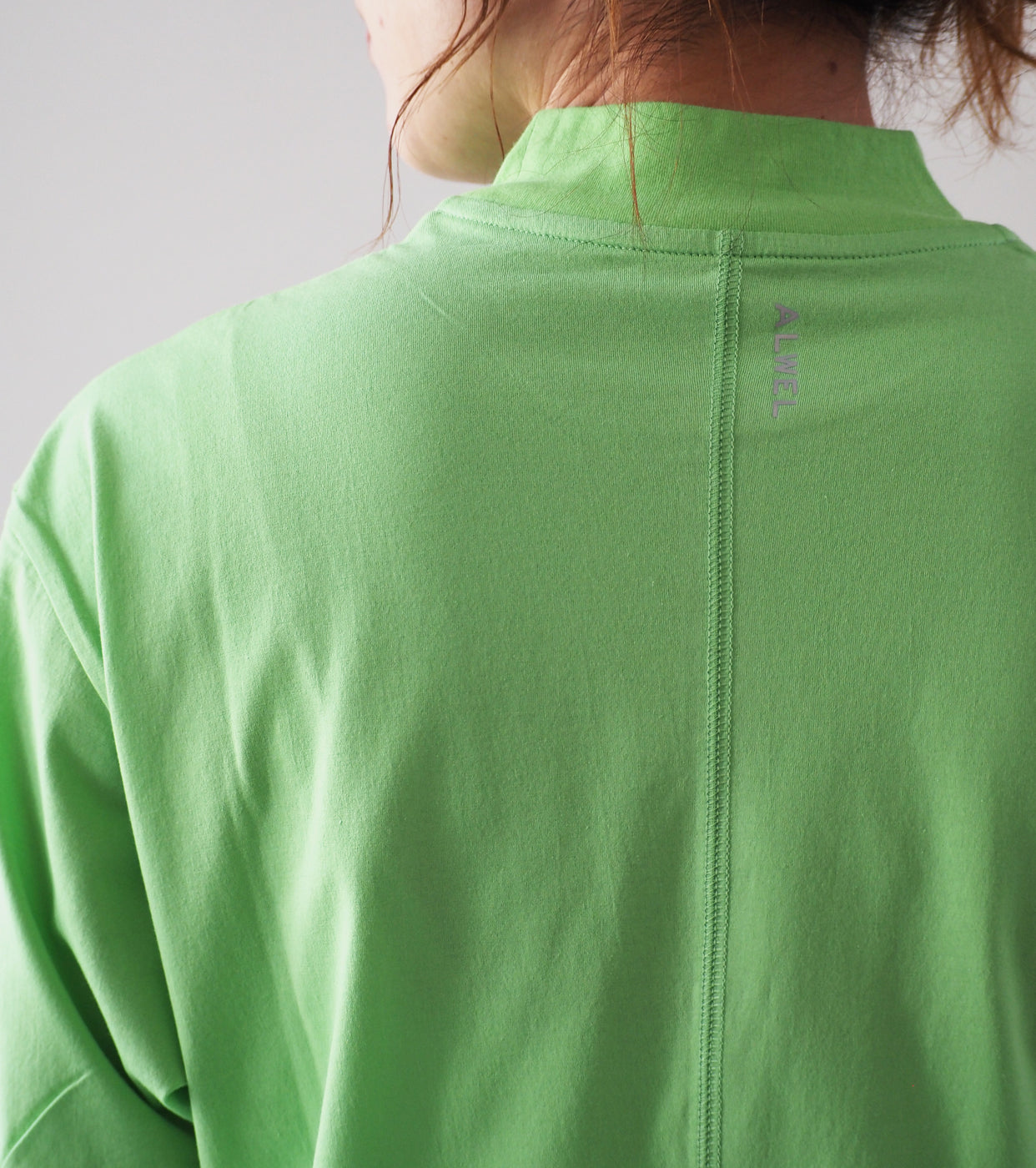 ALWEL Mock Neck Half Sleeve Tee, Summer Green