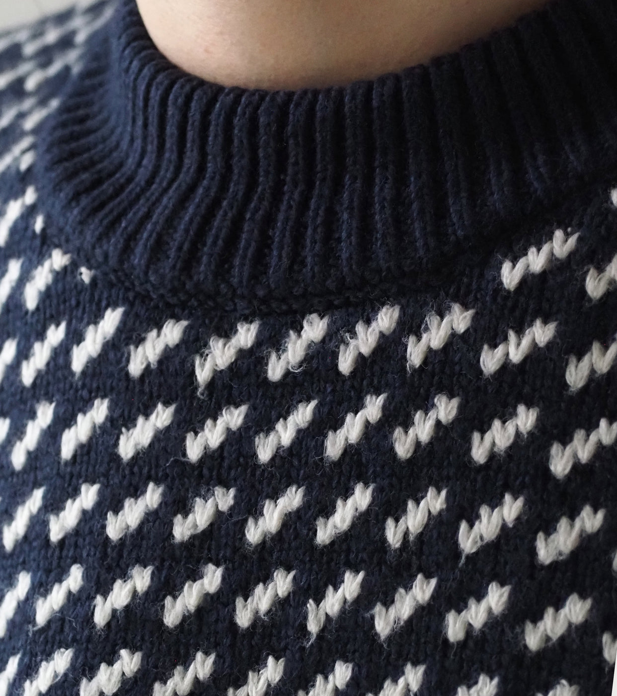 L.L.Bean JAPAN EDITION Men's Wayne Sweater Bird's-Eye , Navy Natural