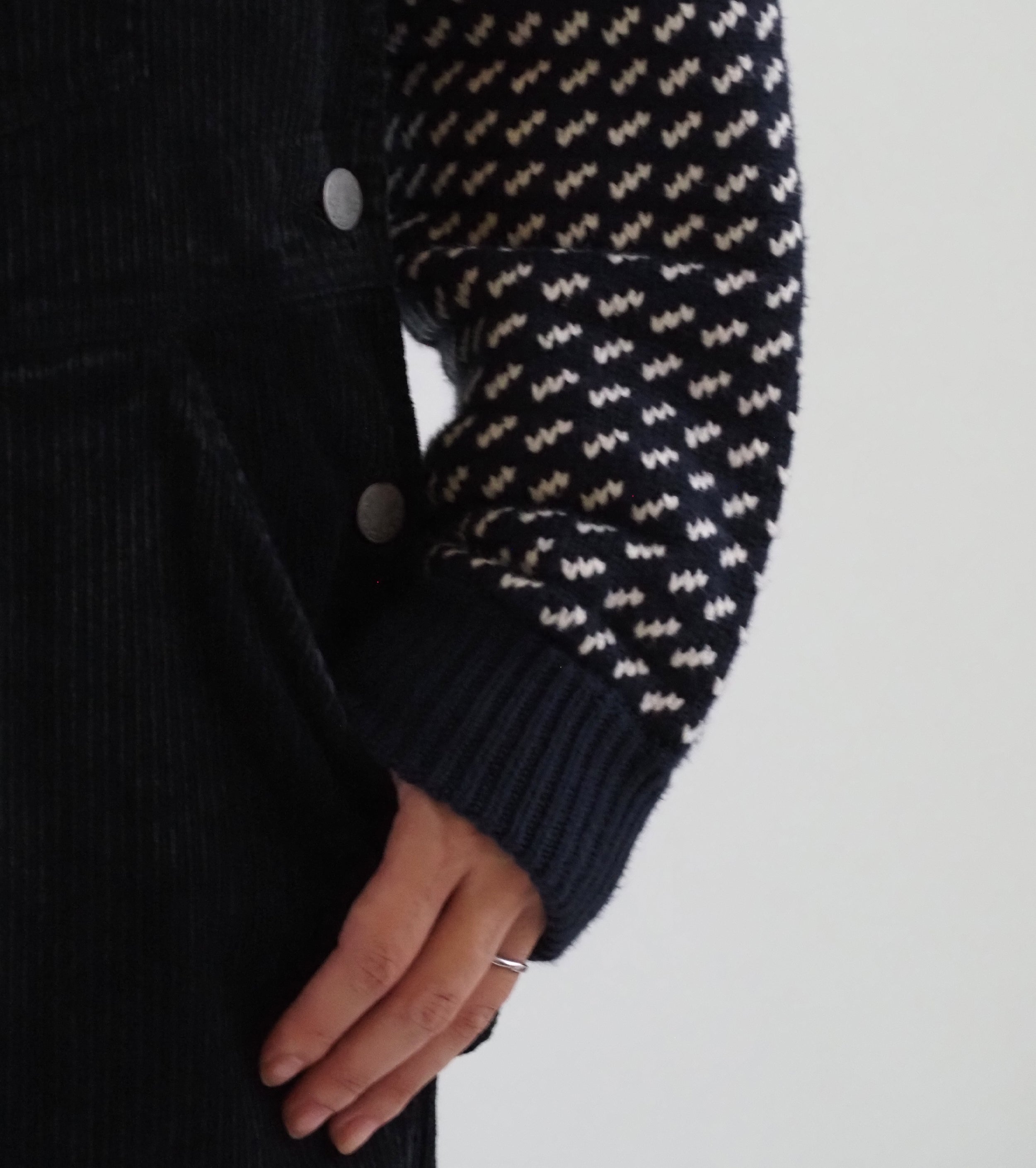 L.L.Bean JAPAN EDITION Women's Wayne Sweater Bird's-Eye, Navy Natural