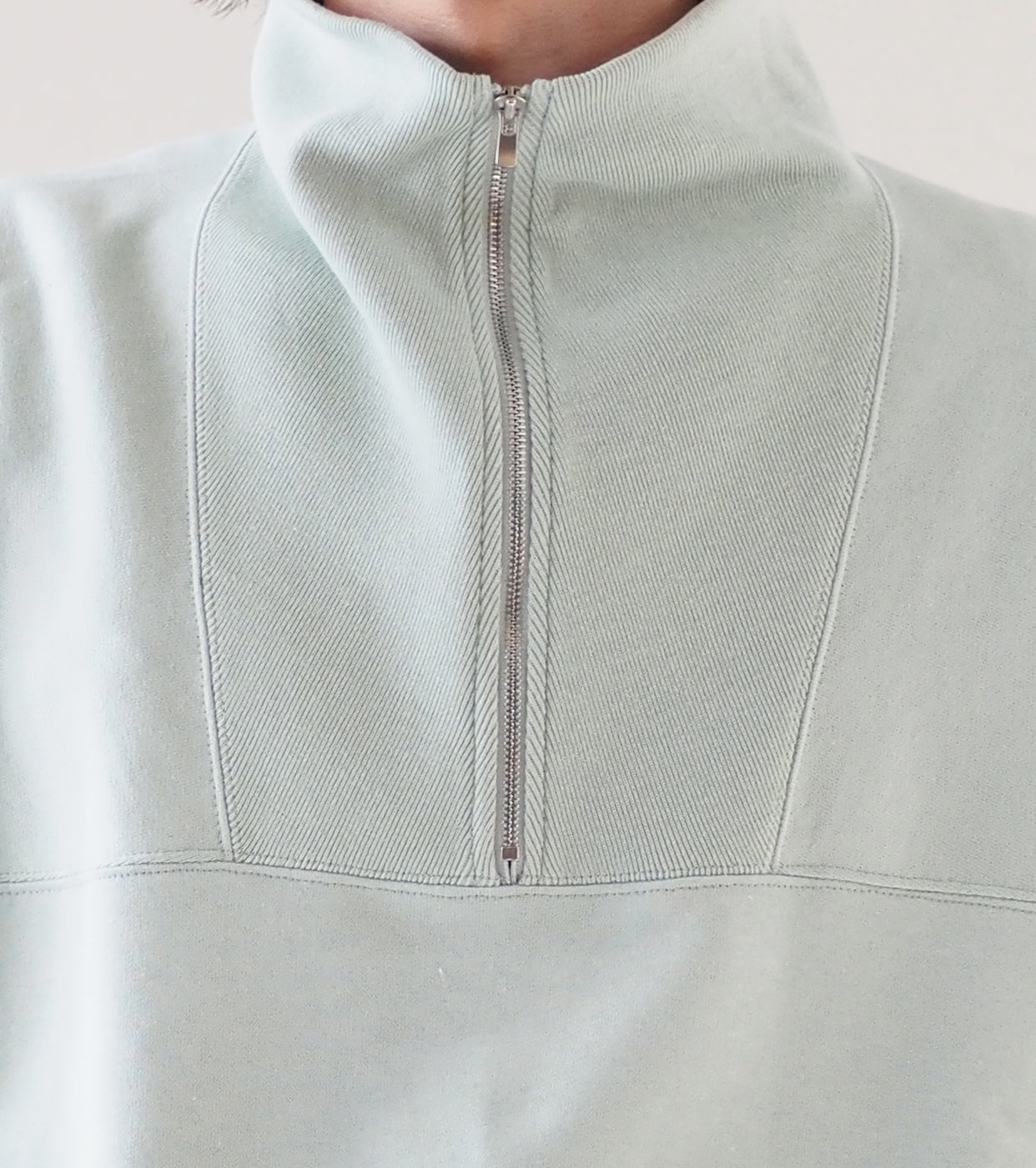 Cotton Air Spun Fleece Half zip , Green