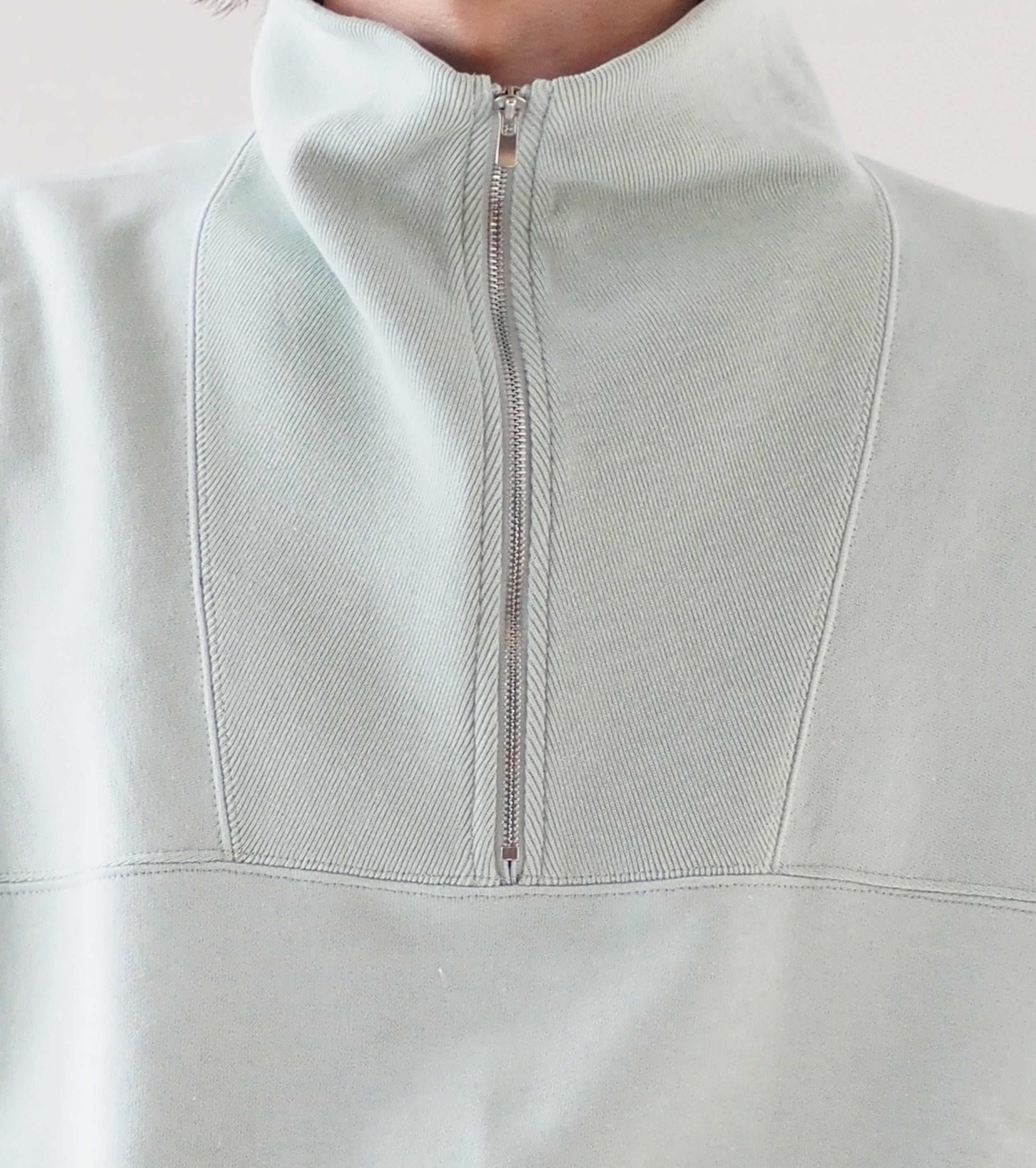 Cotton Air Spun Fleece Half zip , Green