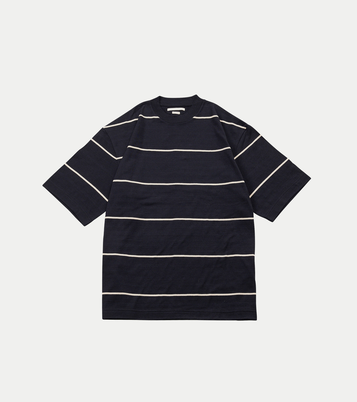 blurhms Cotton Nep Border Plain Tee Shirt , Black Body × Ivory Line