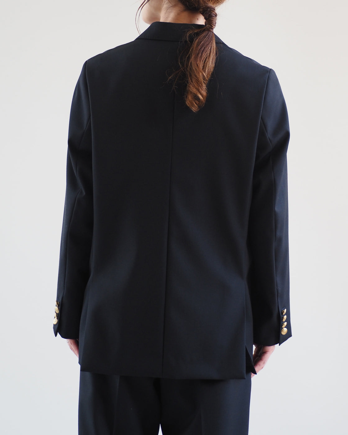 Wool Gabardine Blazer, Black Navy