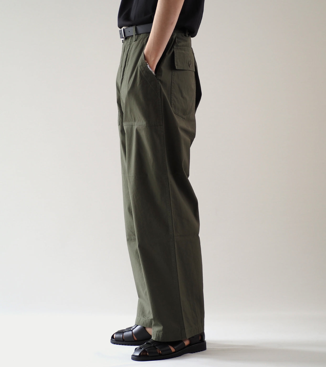 YAECA Like Wear Baker pants , Olive Poplin