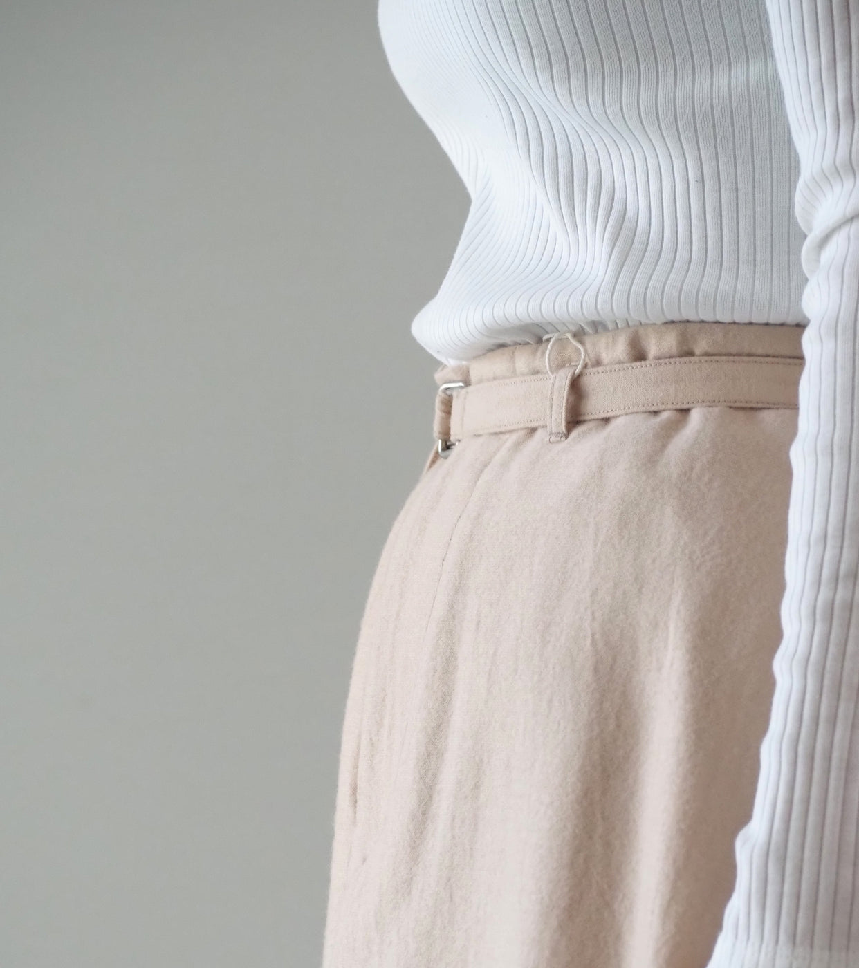 blurhms Wool Napping Belted Skirt, Naked Ivory