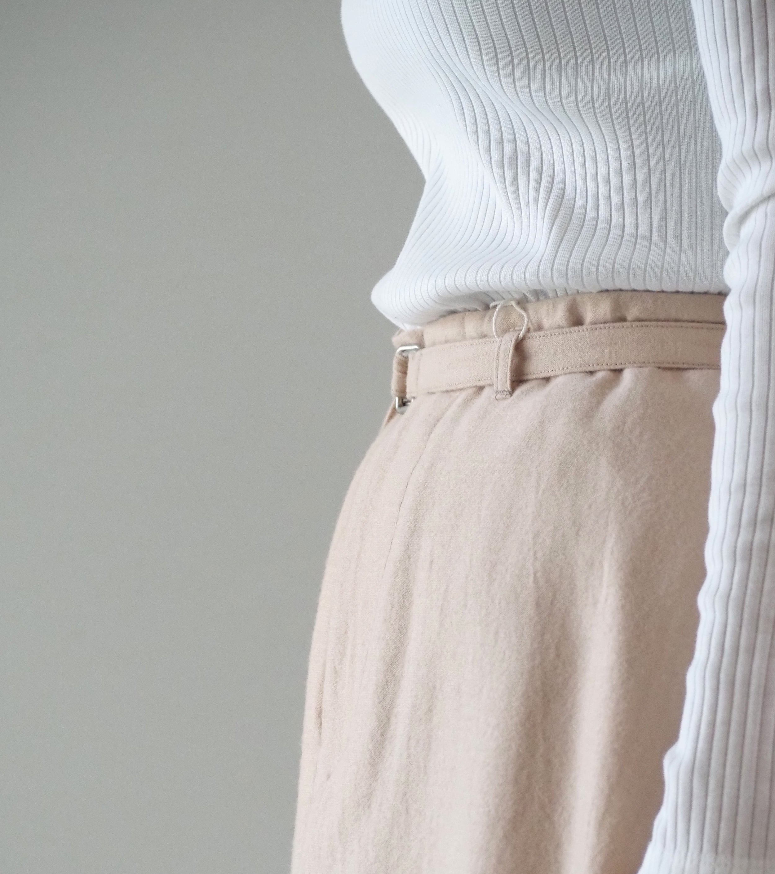 blurhms Wool Napping Belted Skirt, Naked Ivory