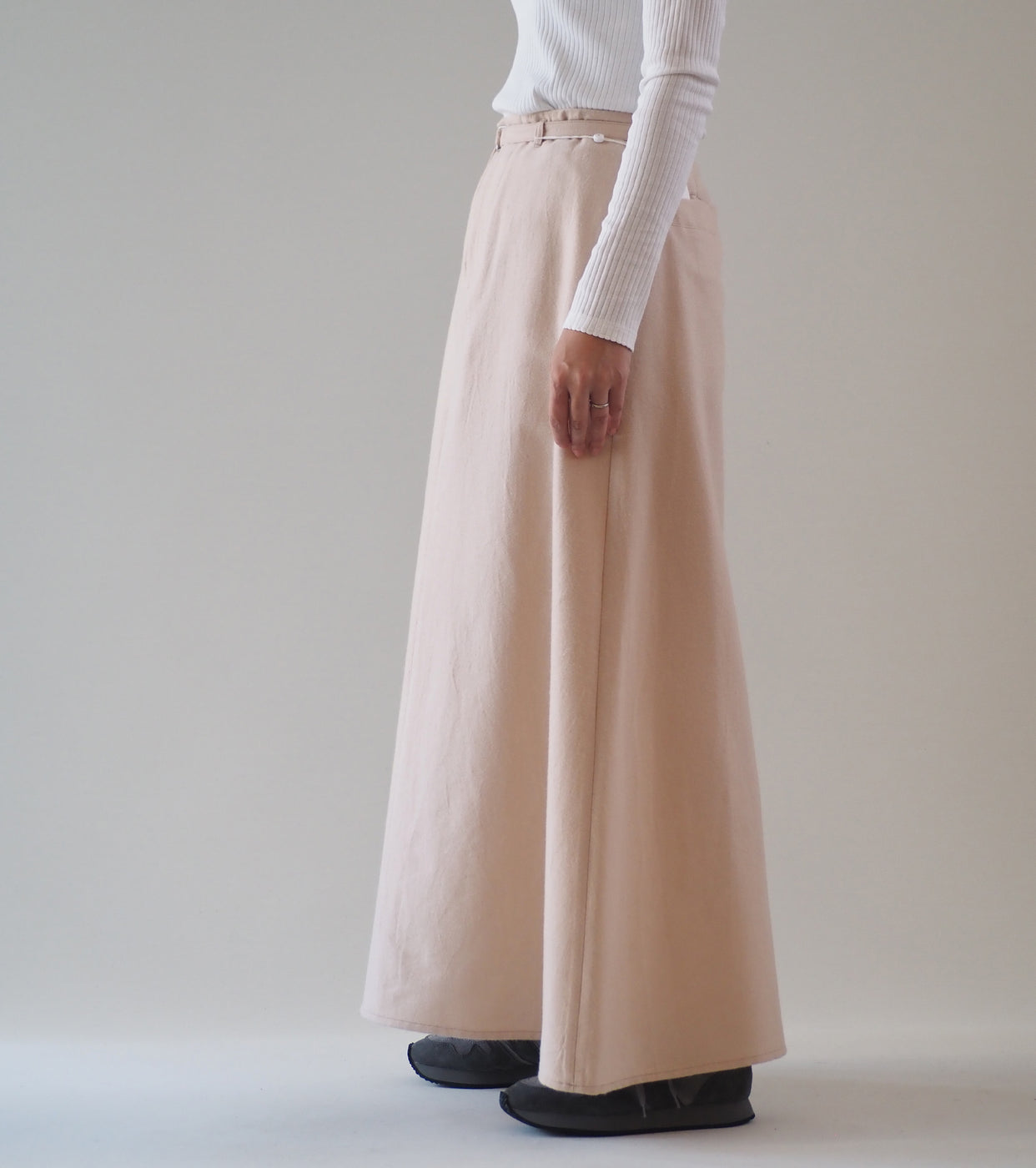 blurhms Wool Napping Belted Skirt, Naked Ivory