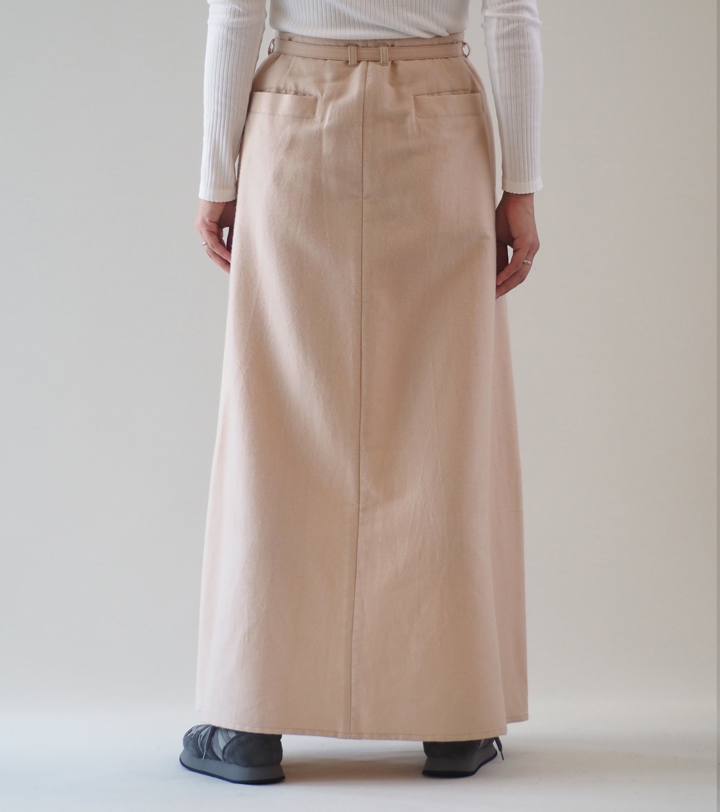 blurhms Wool Napping Belted Skirt, Naked Ivory