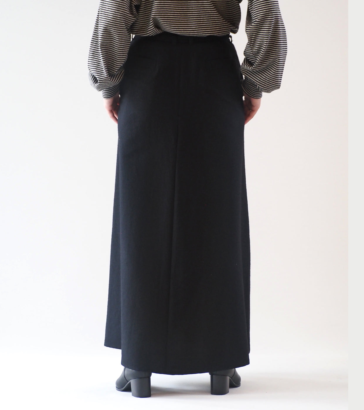 blurhms Wool Napping Belted Skirt, Black