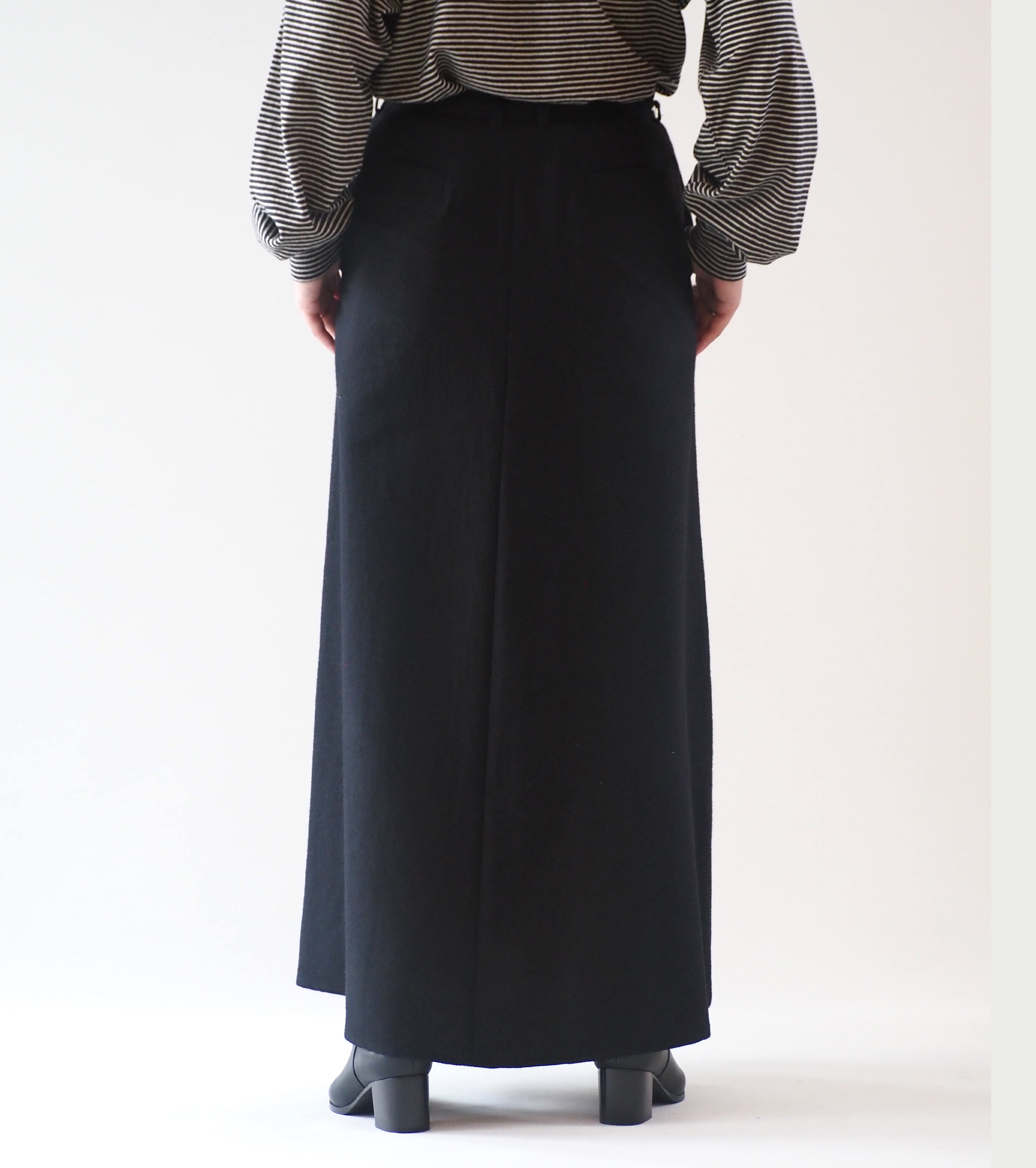 blurhms Wool Napping Belted Skirt, Black