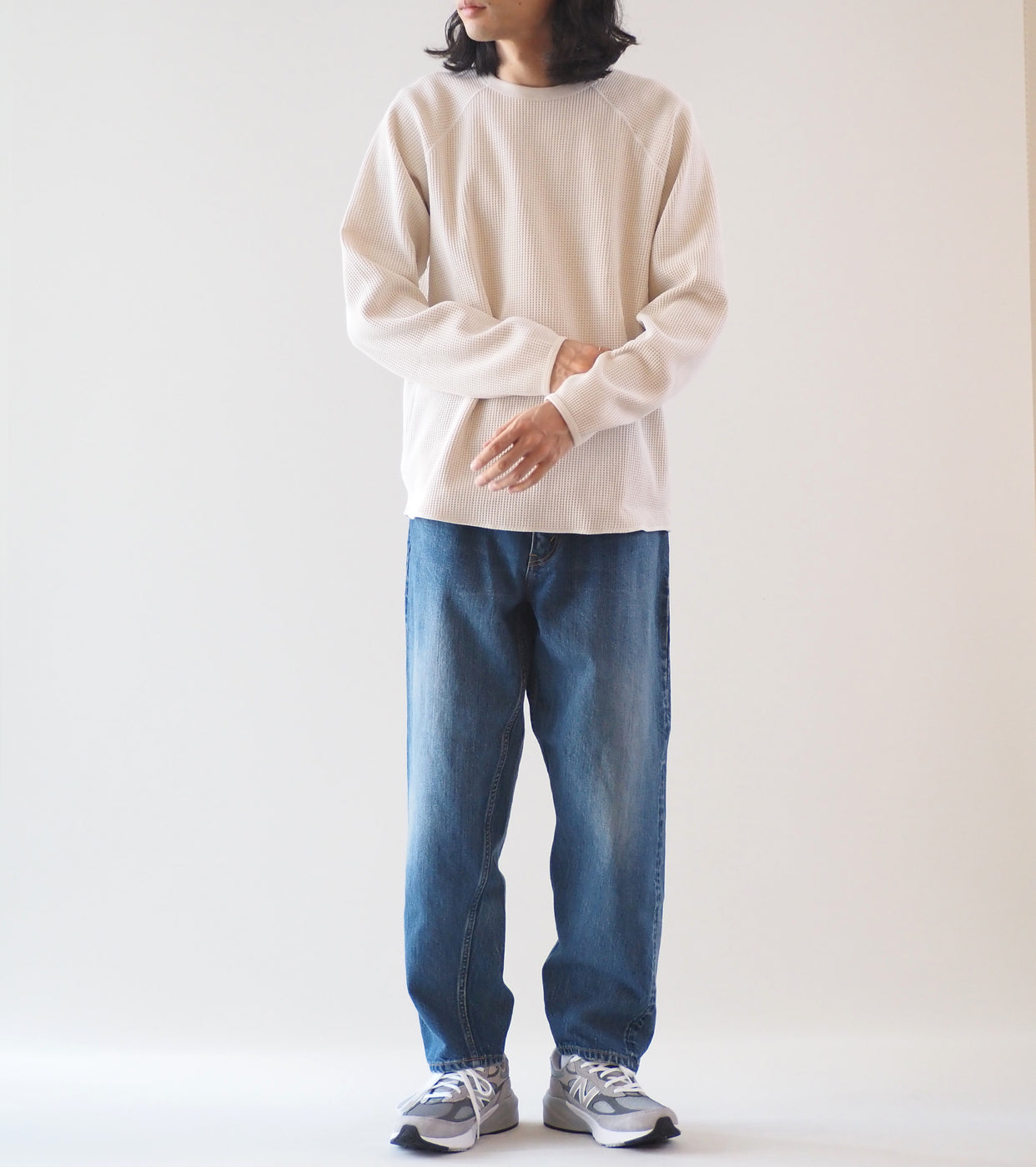 CIOTA Wide Tapered 5 Pocket Pants, Medium Dark Blue(Damage)