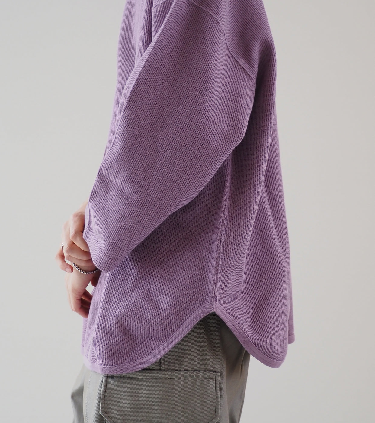 Blurhms Thermal Baseball Tee,Purple Grey