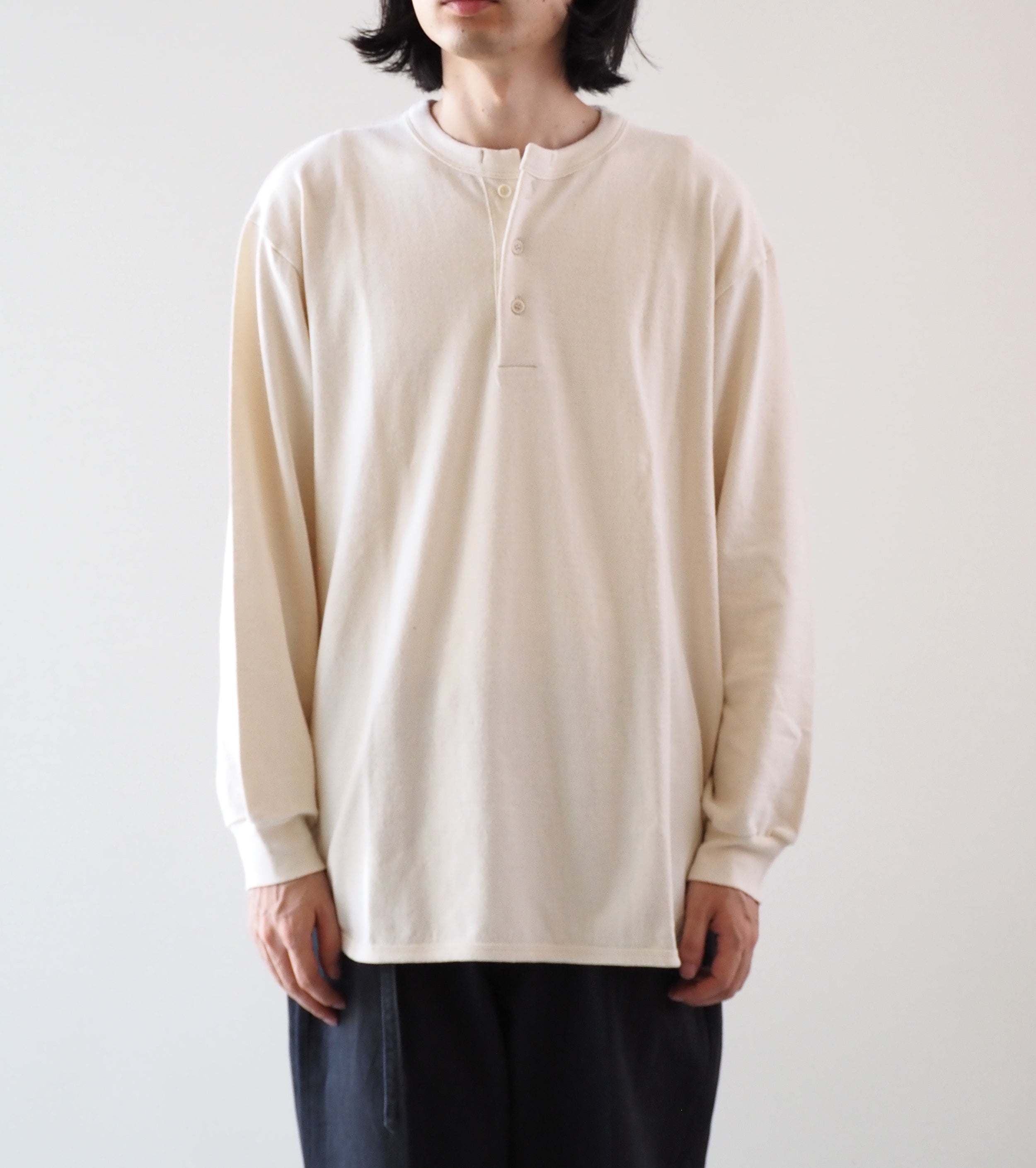 blurhms コットン シルク ネップ ベースボール ヘンリー , Ivory