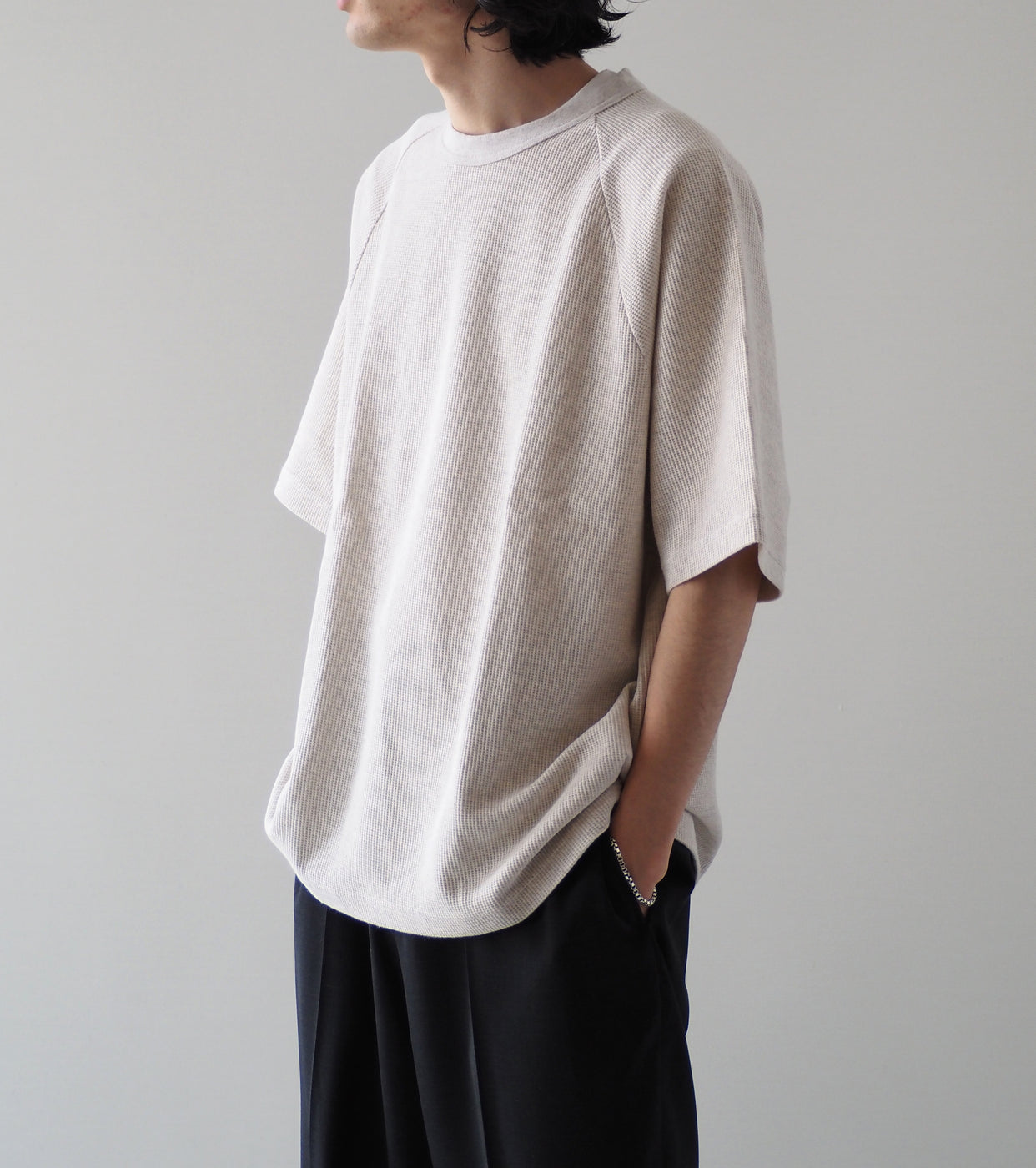 Blurhms  Root Stock Rough&Smooth Thermal Raglan Tee , Heather Oatmeal