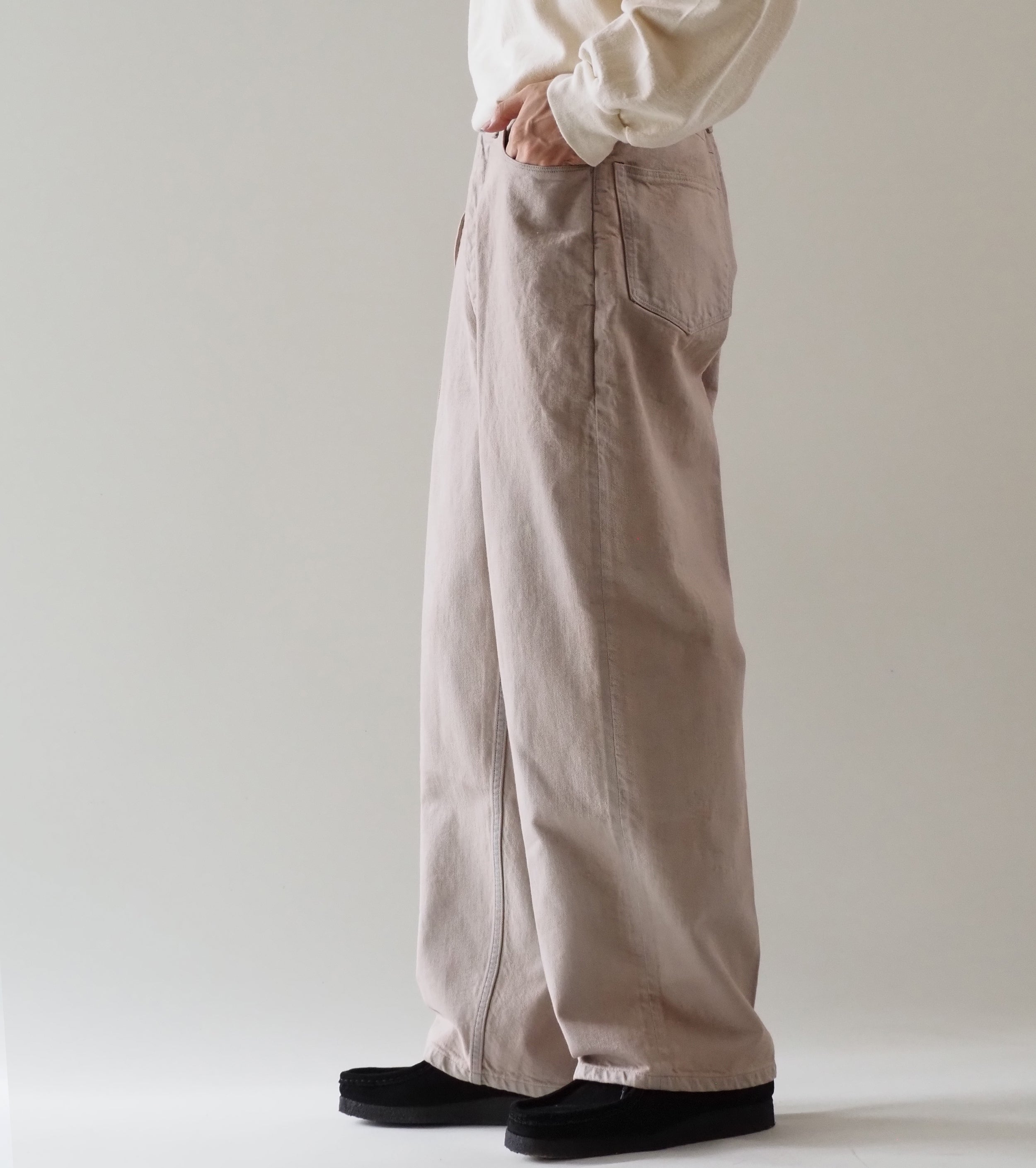 blurhms 12.9oz Denim Narrow Belted Pants, Rose Over Dye
