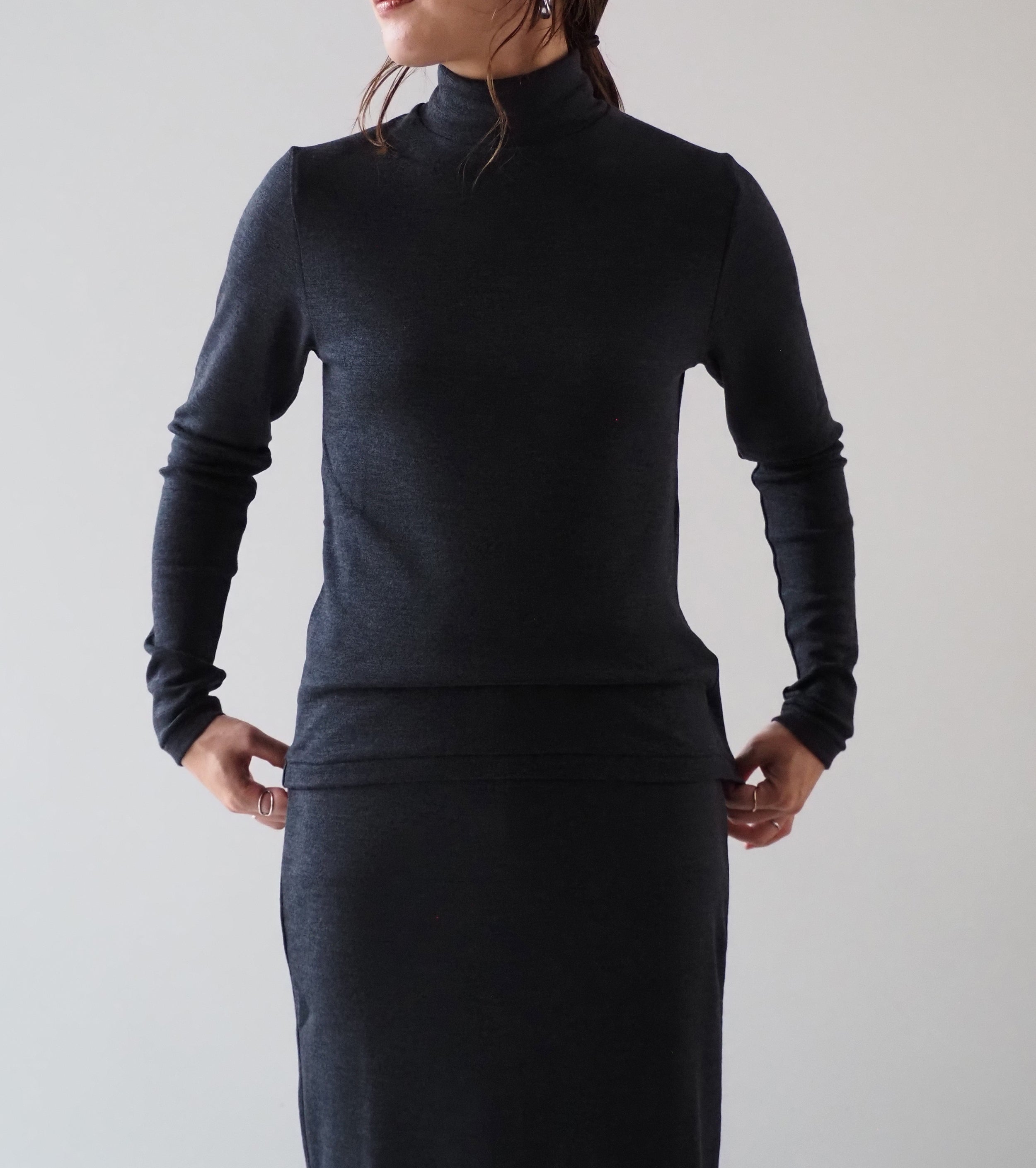blurhms Wool Rib Turtle Neck , Heather Charcoal