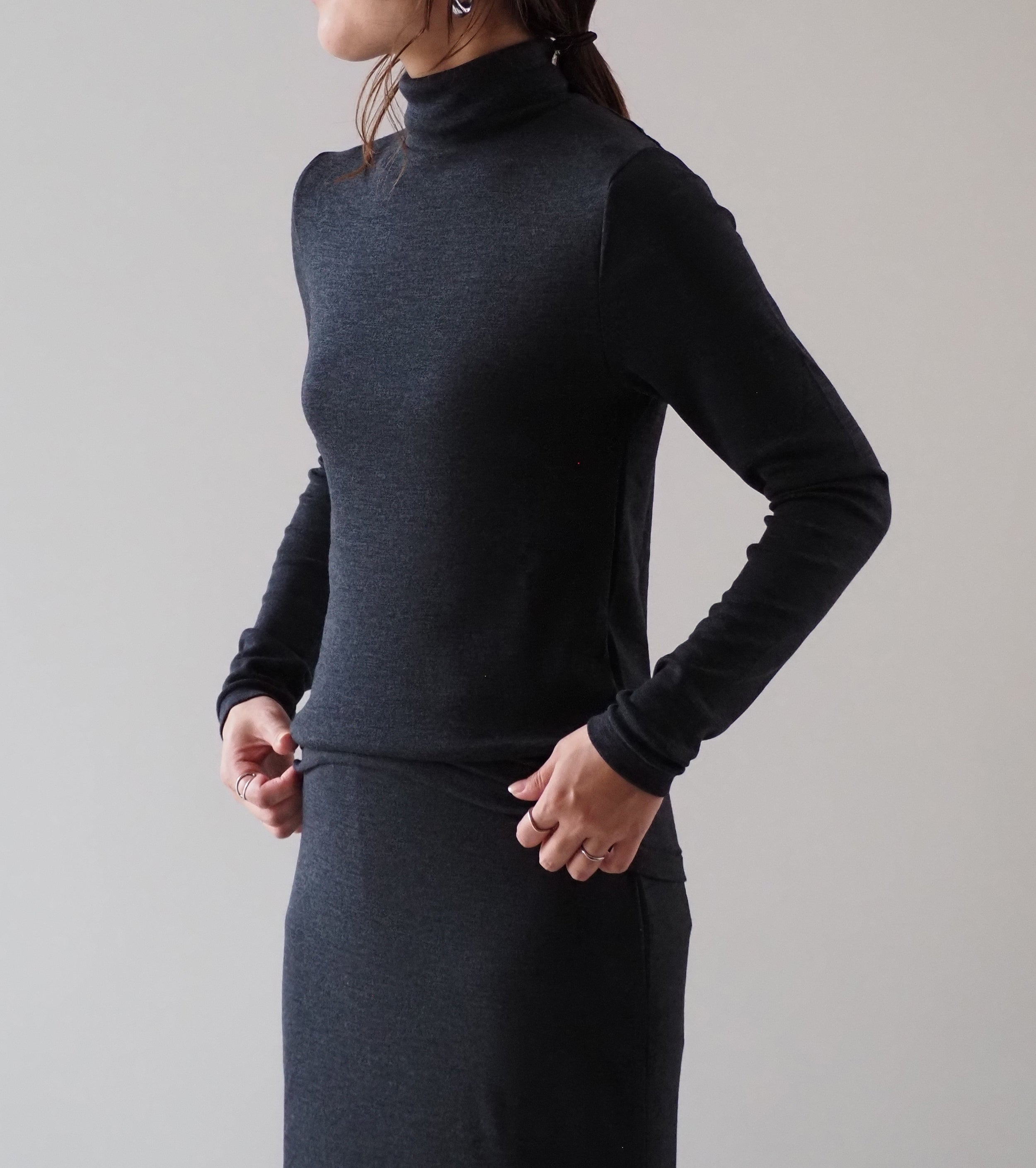 blurhms Wool Rib Turtle Neck , Heather Charcoal