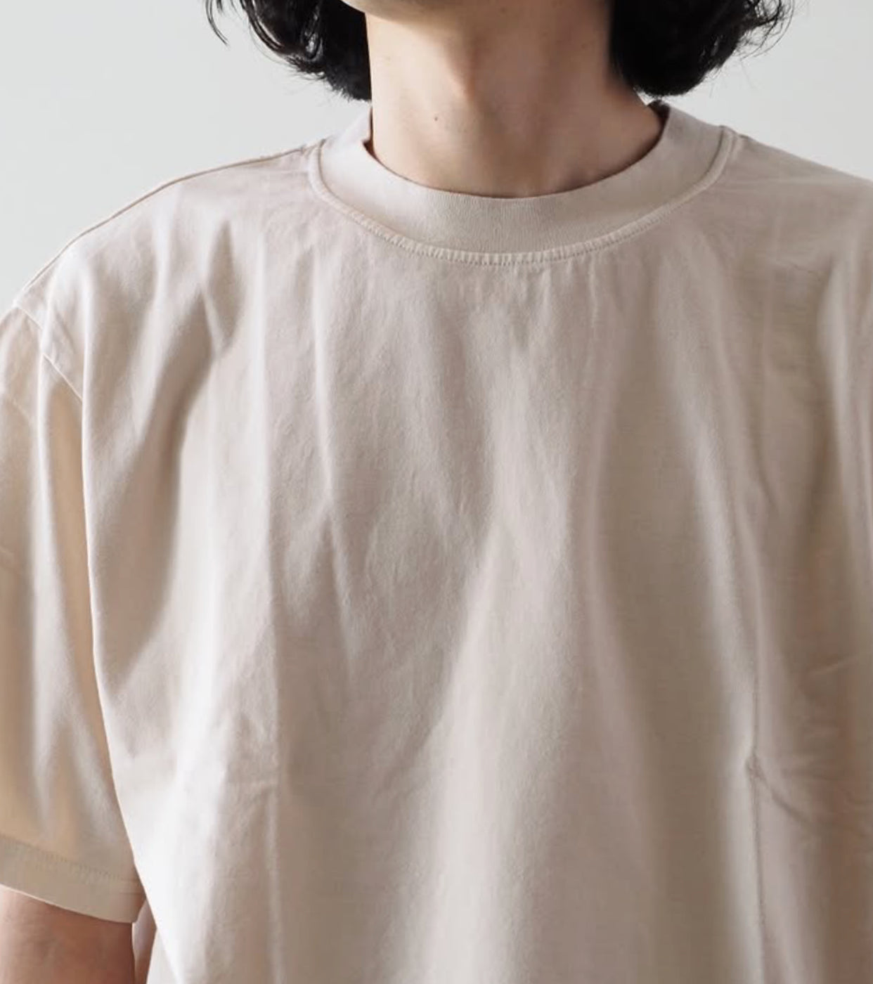 Yonetomi NEW BASIC GARMENT DYED T-SHIRT , Ivory