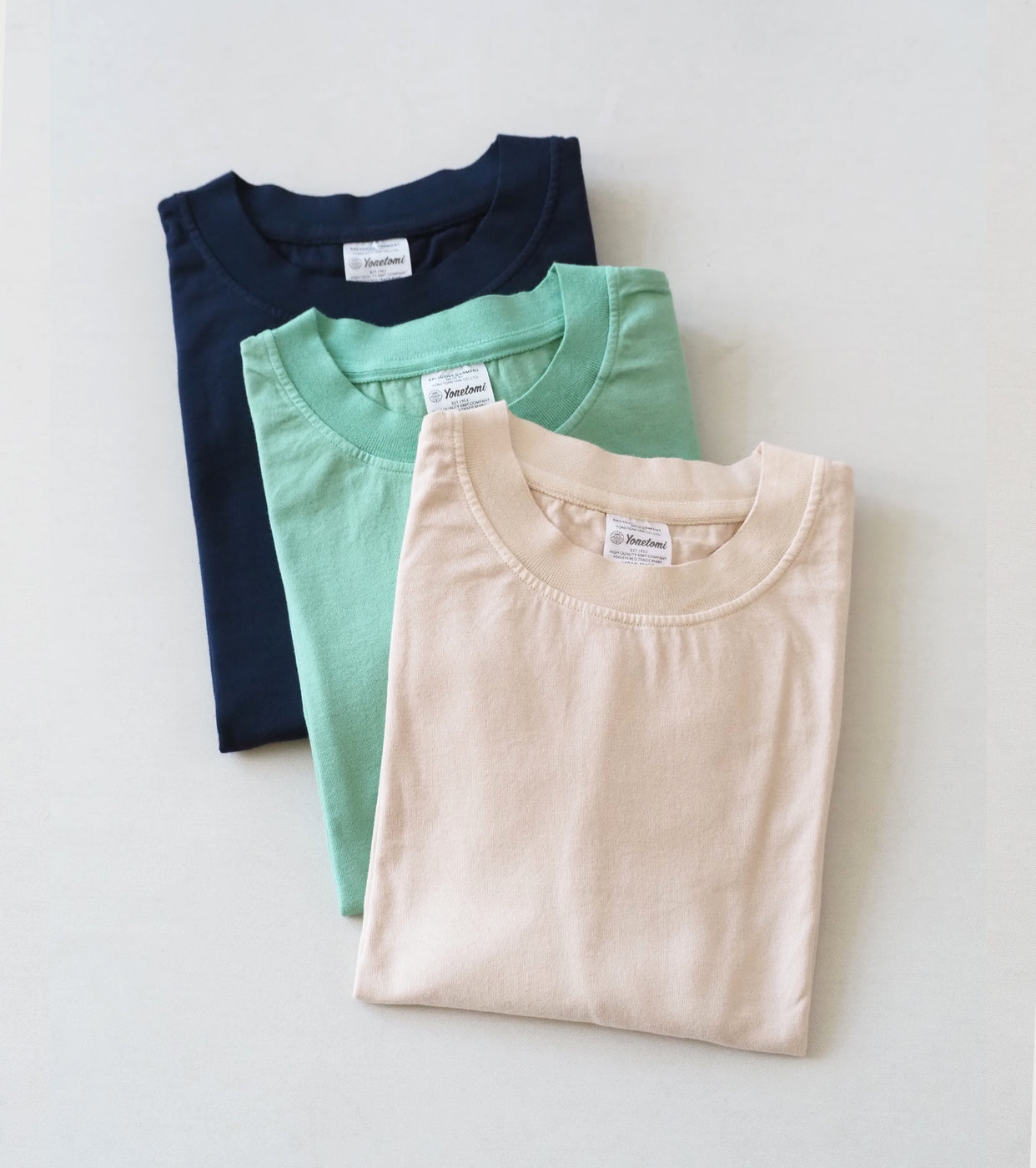 Yonetomi NEW BASIC GARMENT DYED T-SHIRT , Navy