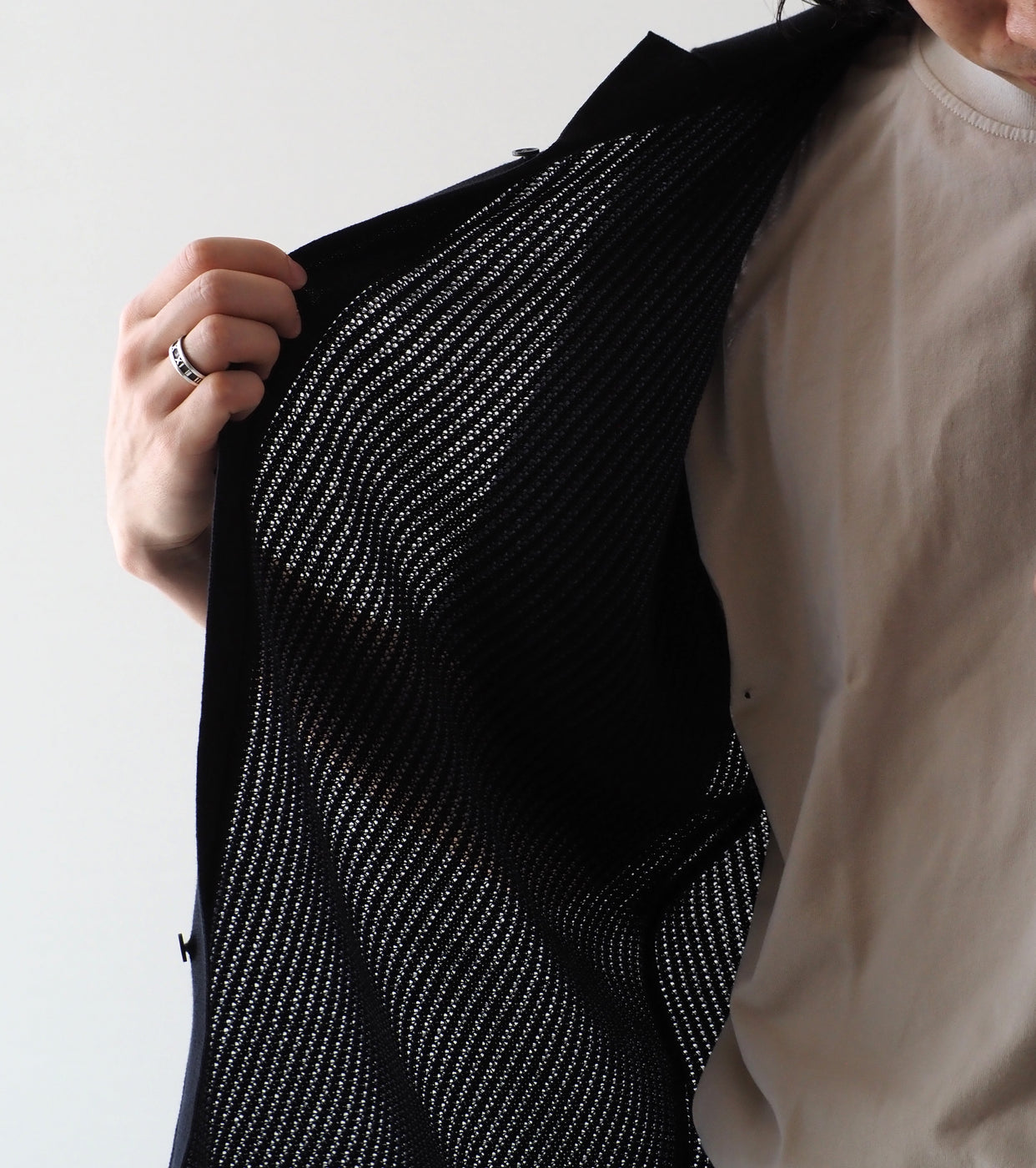 Yonetomi COTTON SUKASHI KNIT SHIRT , Black