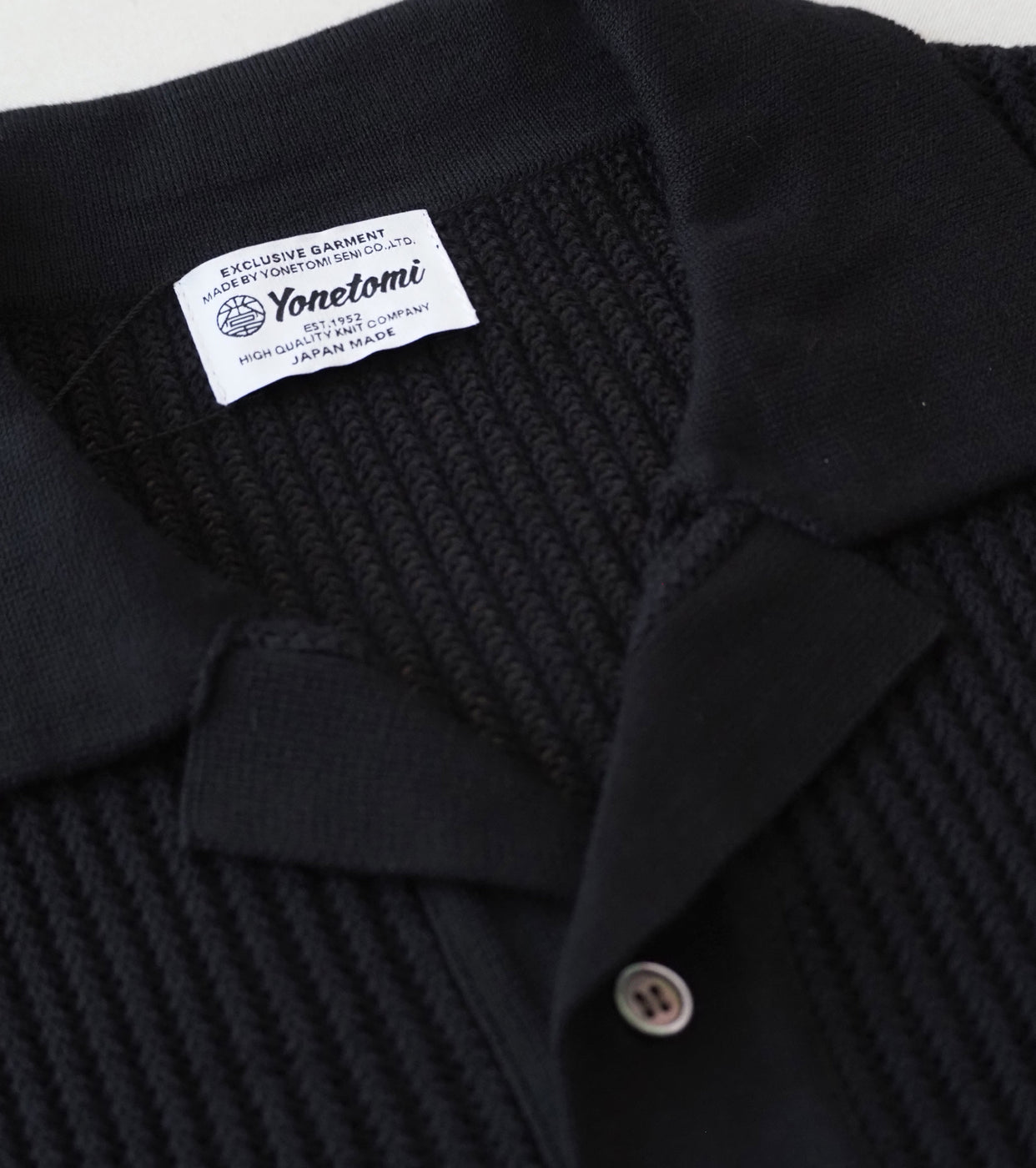 Yonetomi COTTON SUKASHI KNIT SHIRT , Black