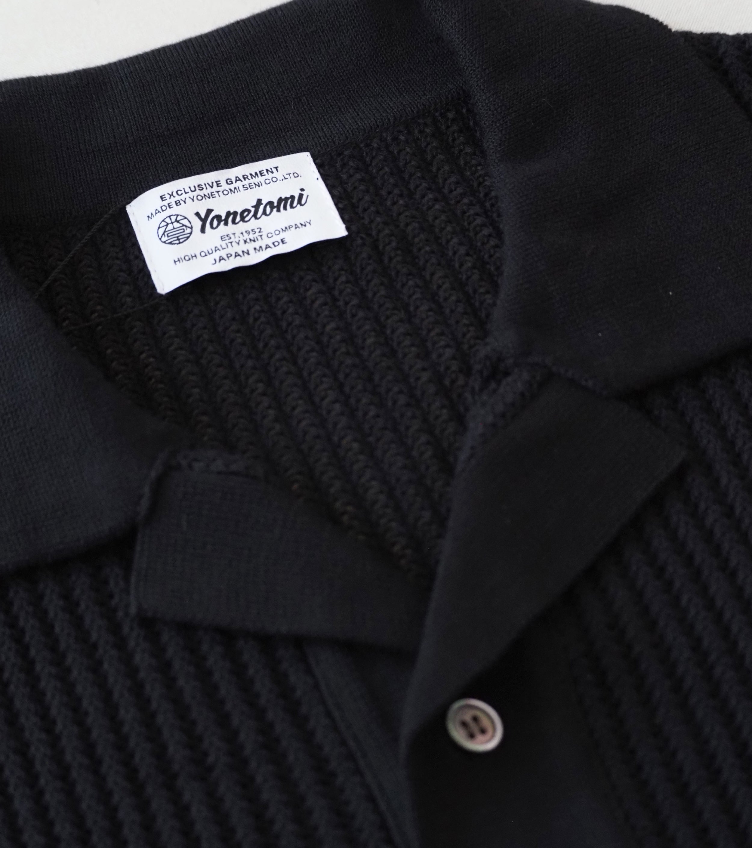 Yonetomi COTTON SUKASHI KNIT SHIRT , Black