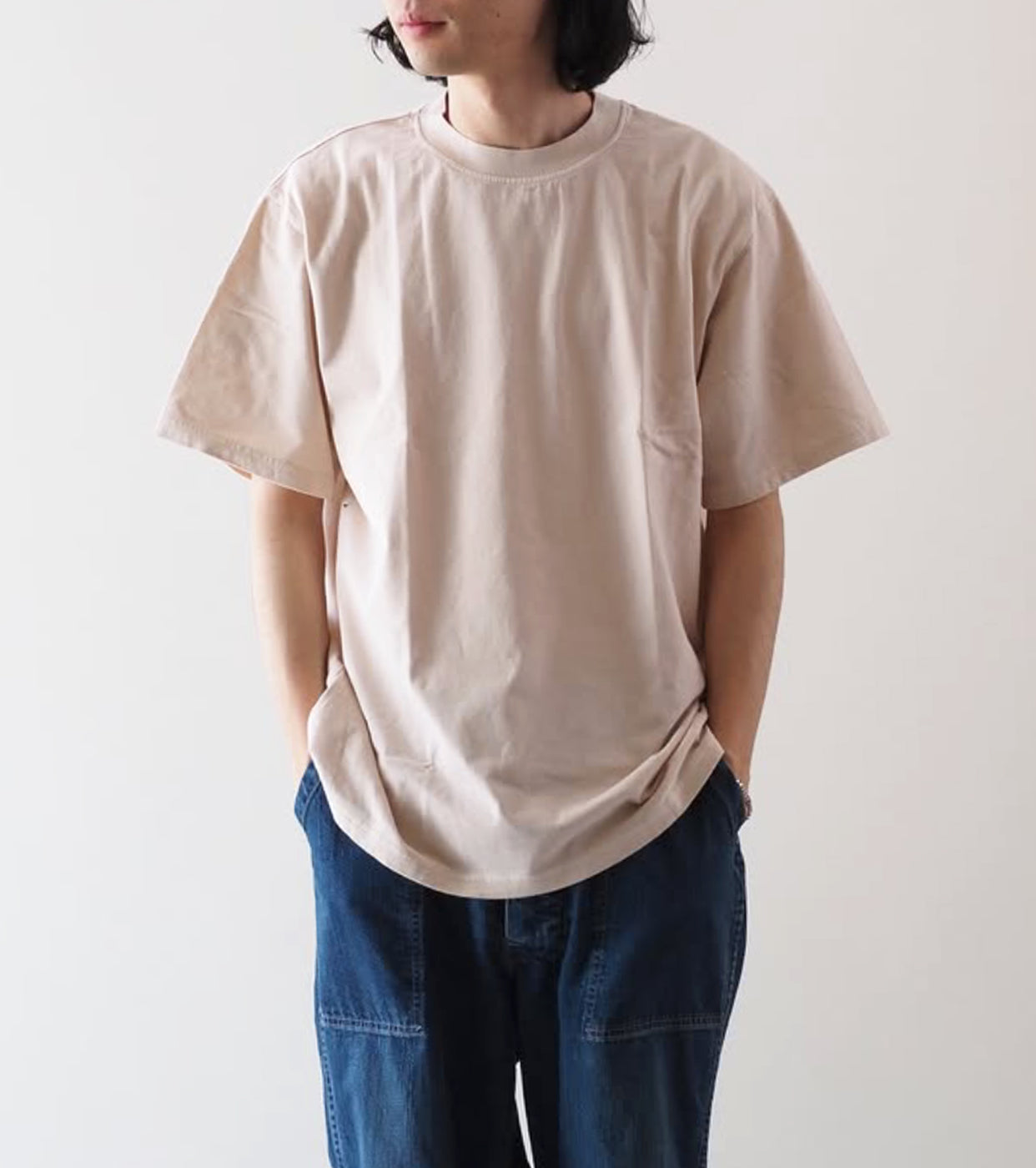 Yonetomi NEW BASIC GARMENT DYED T-SHIRT , Ivory