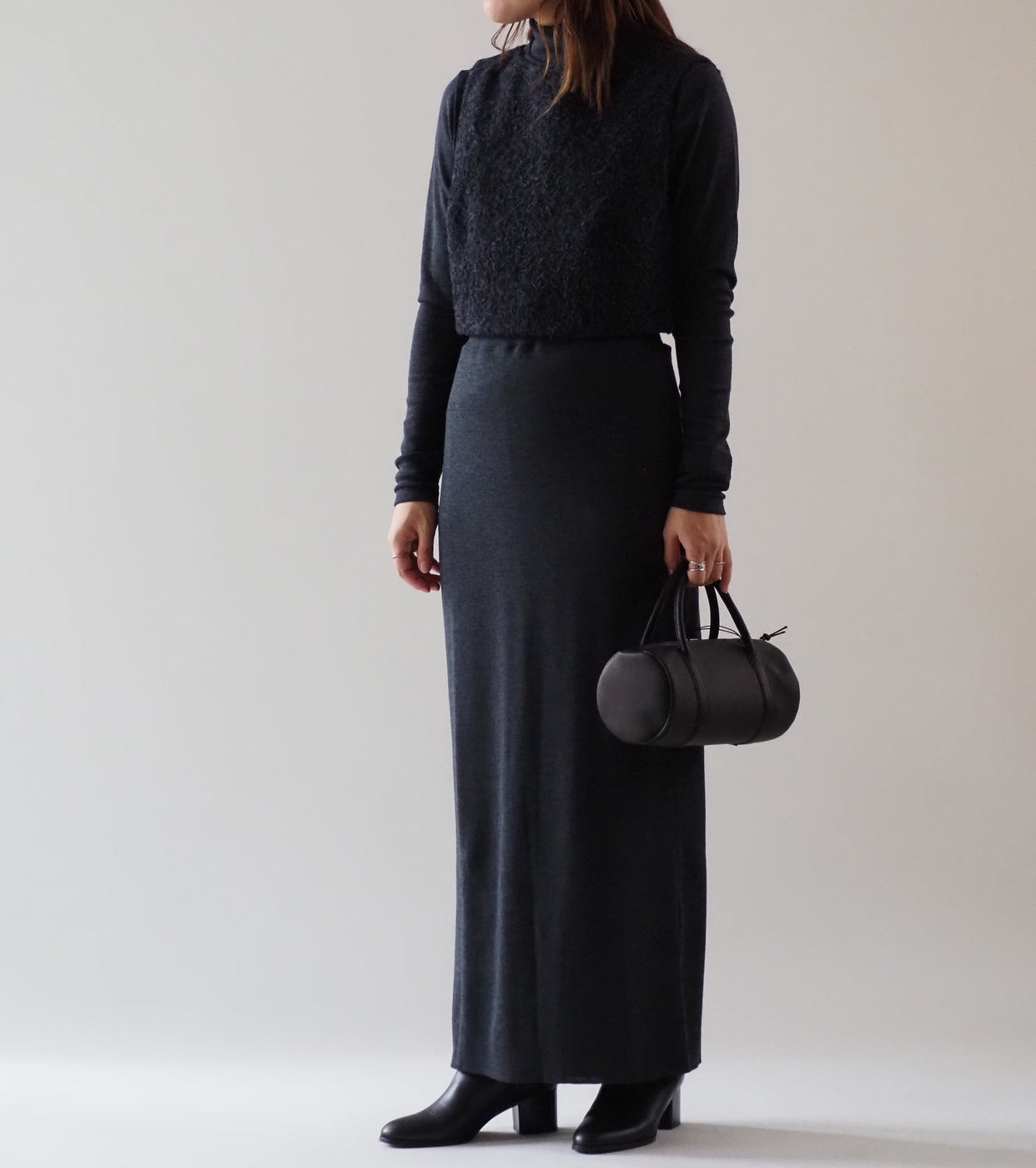 blurhms Wool Rib Skirt, Heather Charcoal
