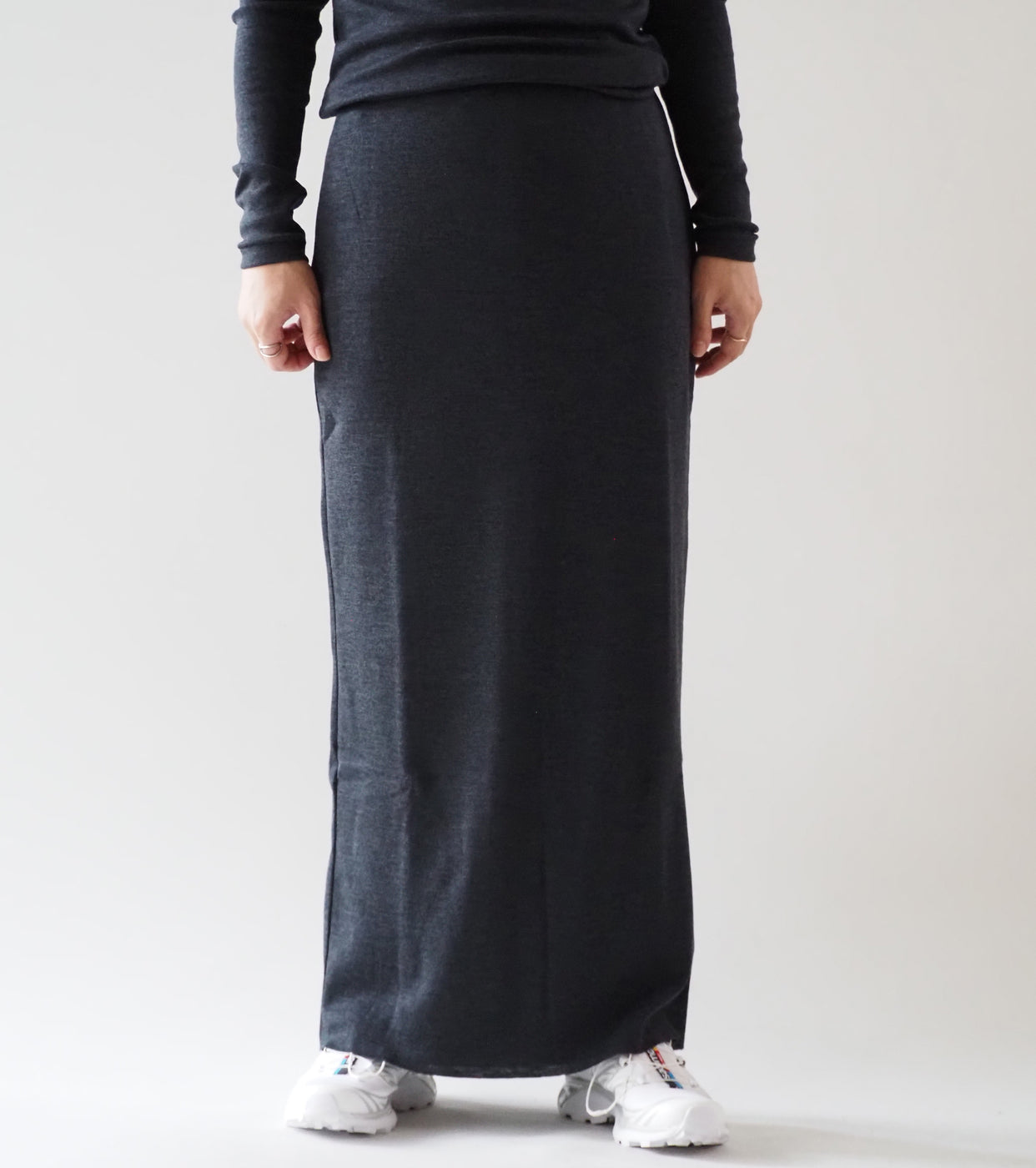 blurhms Wool Rib Skirt, Heather Charcoal