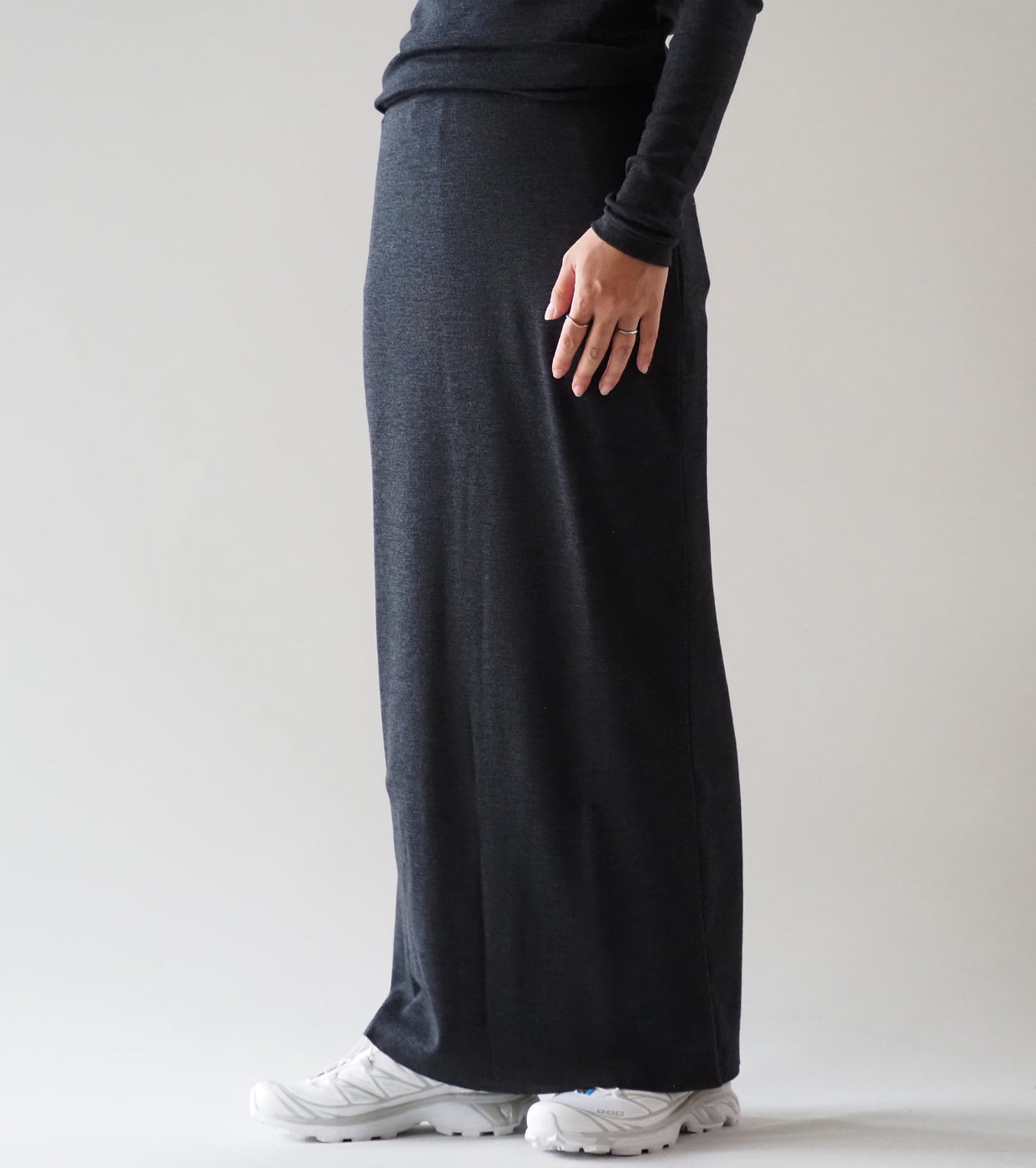 blurhms Wool Rib Skirt, Heather Charcoal