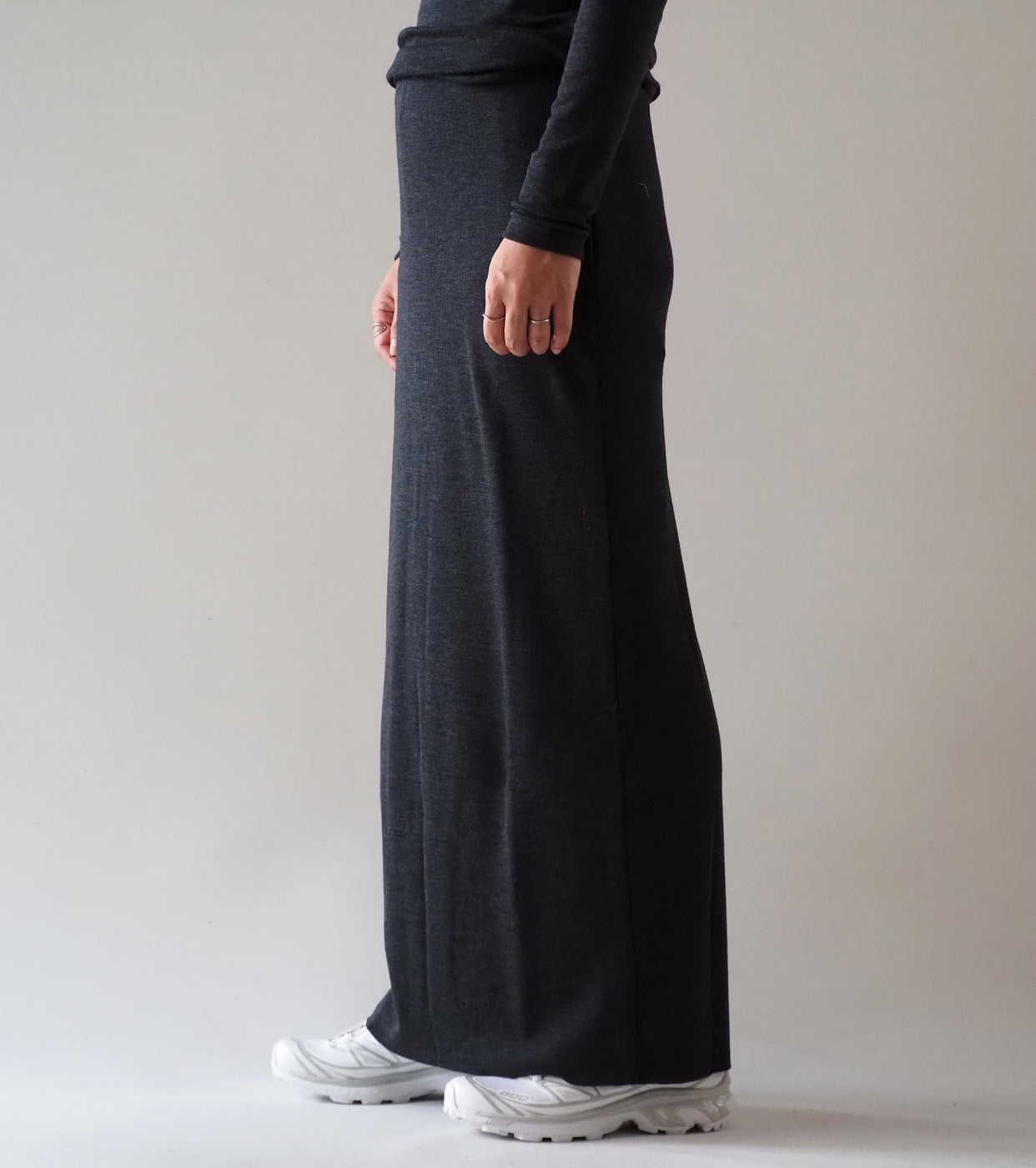 blurhms Wool Rib Skirt, Heather Charcoal