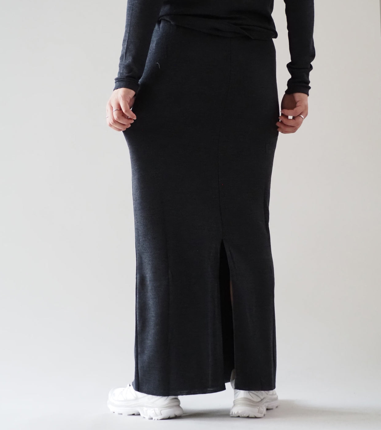blurhms Wool Rib Skirt, Heather Charcoal