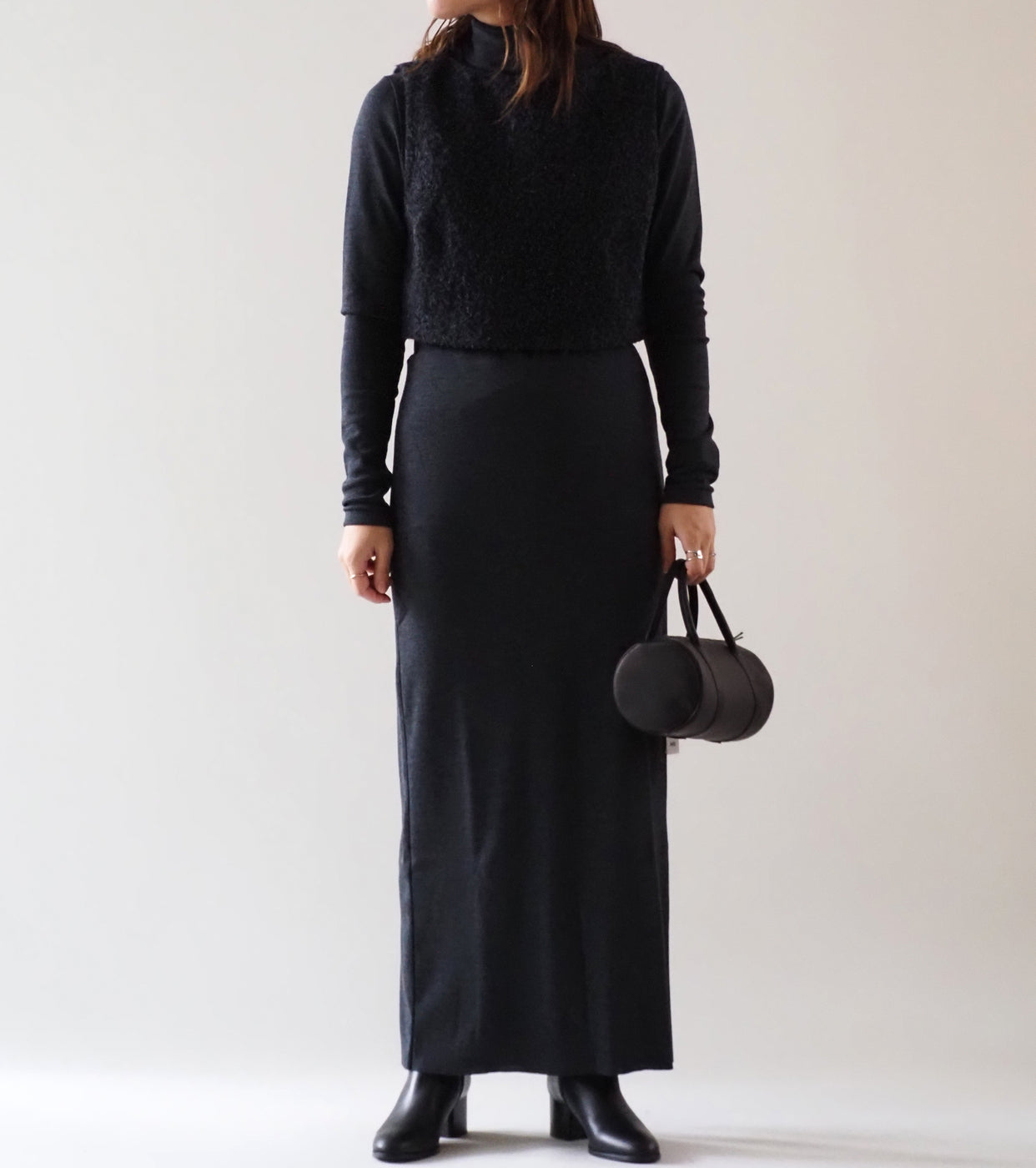 blurhms Wool Rib Skirt, Heather Charcoal